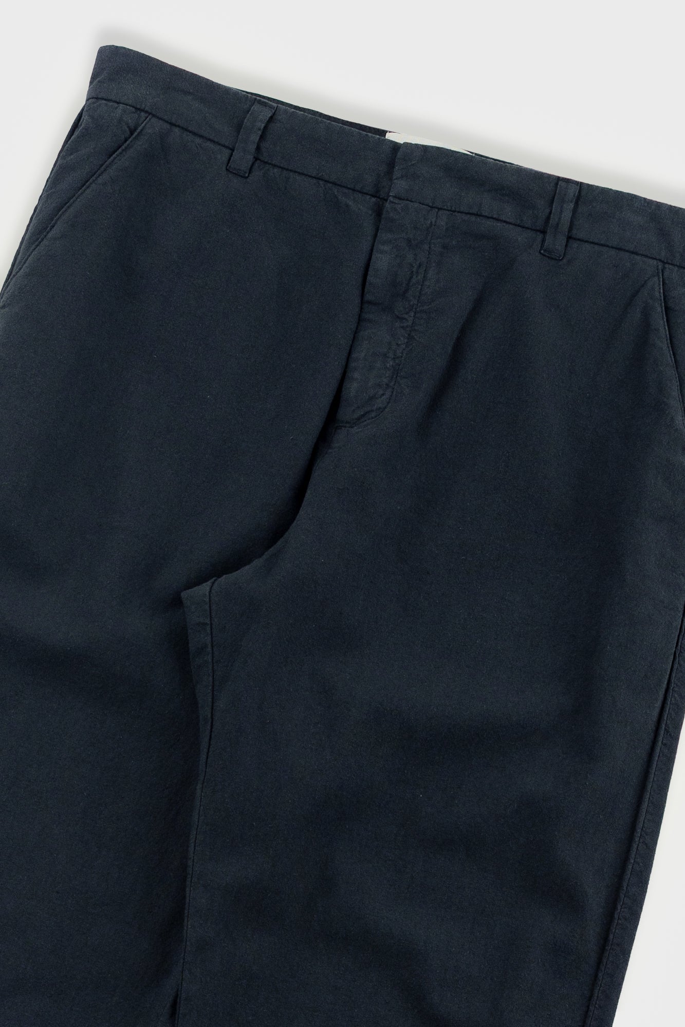 Fixed Waistband Cotton Linen Trouser - Soft Black