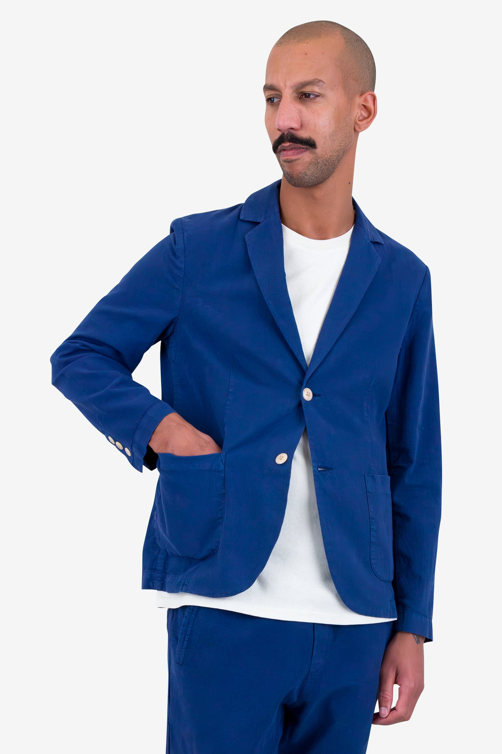Cotton Linen Blazer - Deep Blue