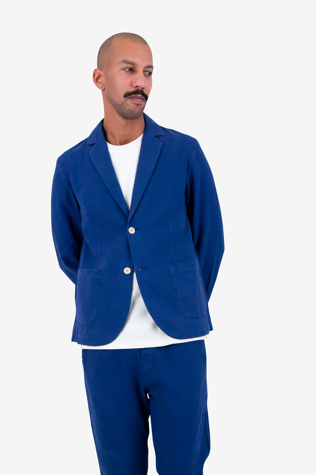 Cotton Linen Blazer - Deep Blue