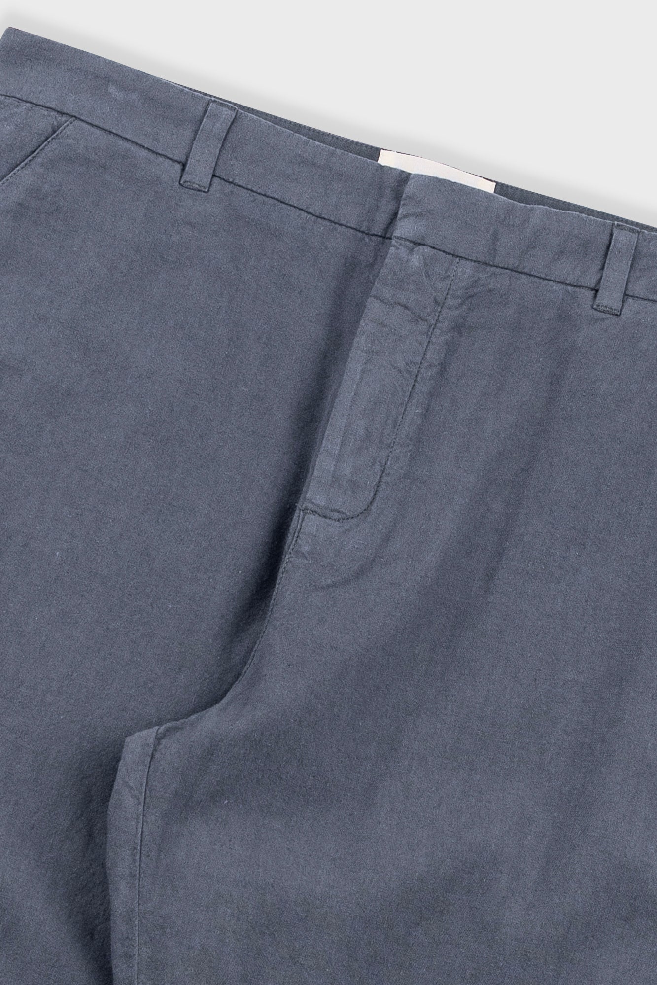 Fixed Waistband Cotton Linen Trouser - Charcoal