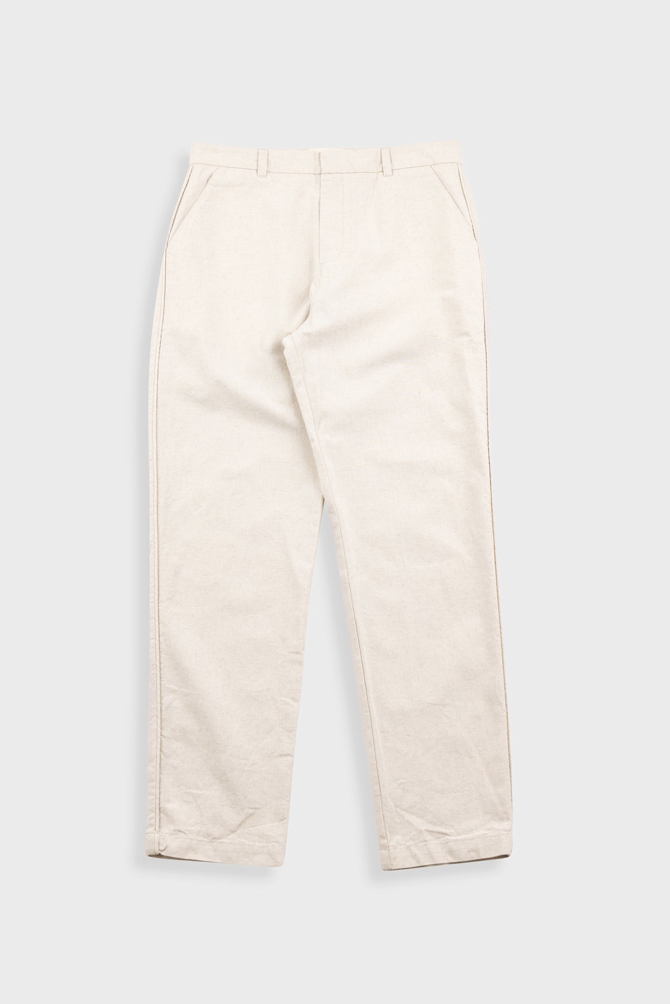 Fixed Waistband Cotton Linen Trouser - Natural Linen Canvas