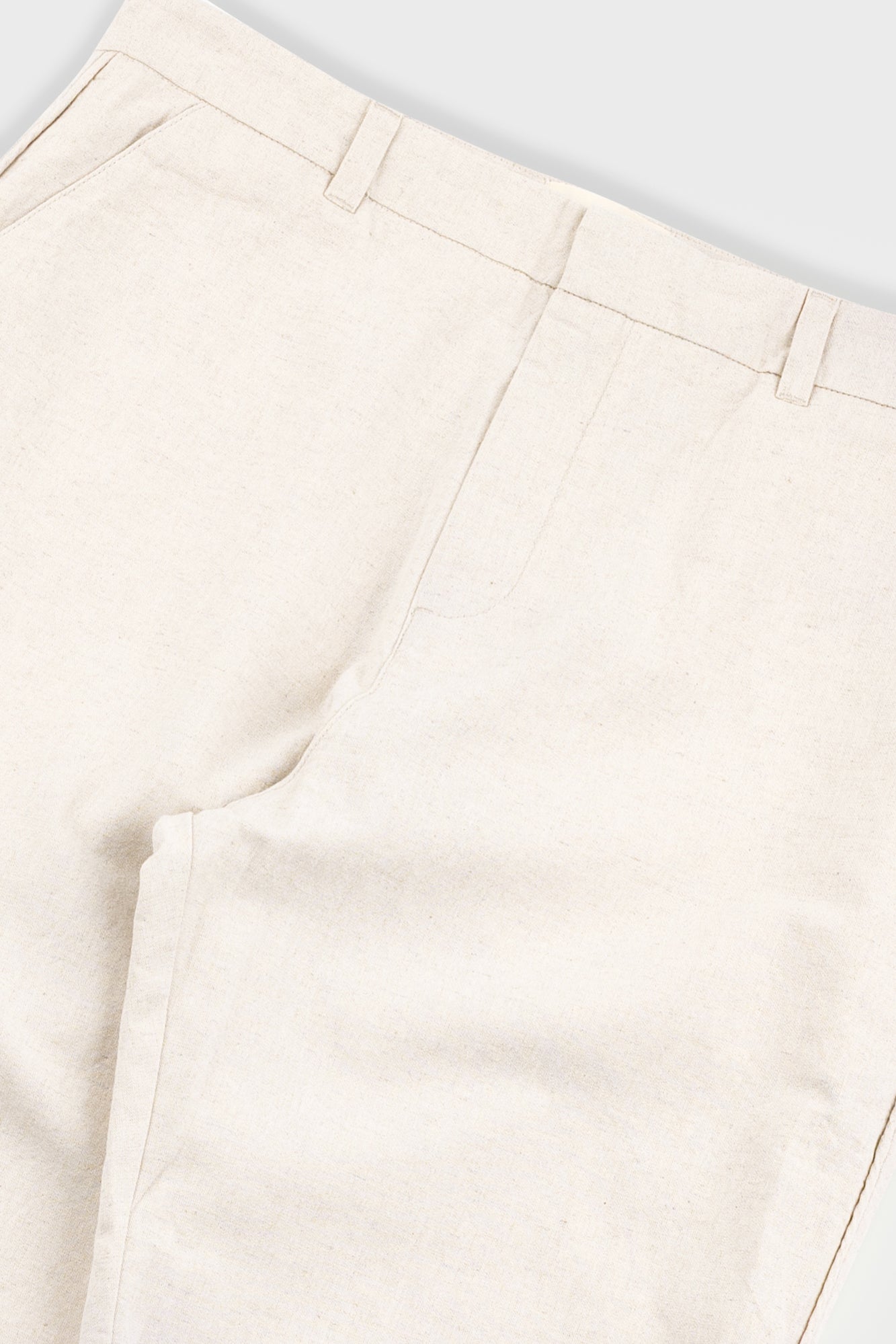 Fixed Waistband Cotton Linen Trouser - Natural Linen Canvas