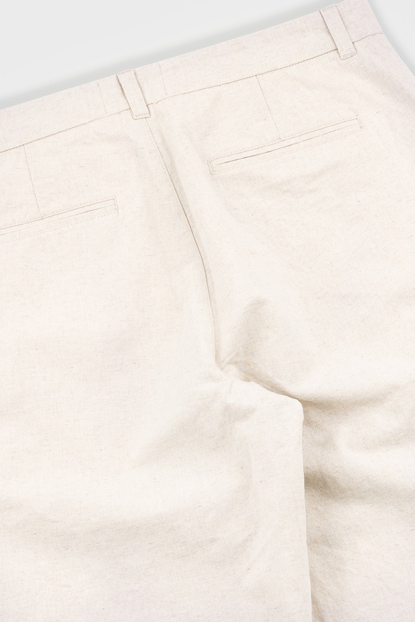 Fixed Waistband Cotton Linen Trouser - Natural Linen Canvas