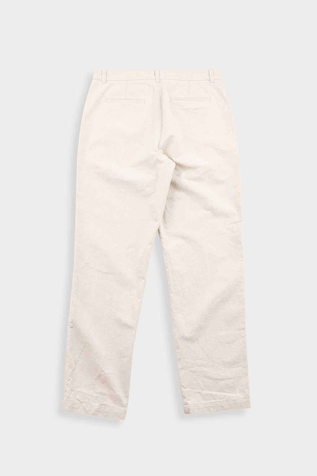 Fixed Waistband Cotton Linen Trouser - Natural Linen Canvas
