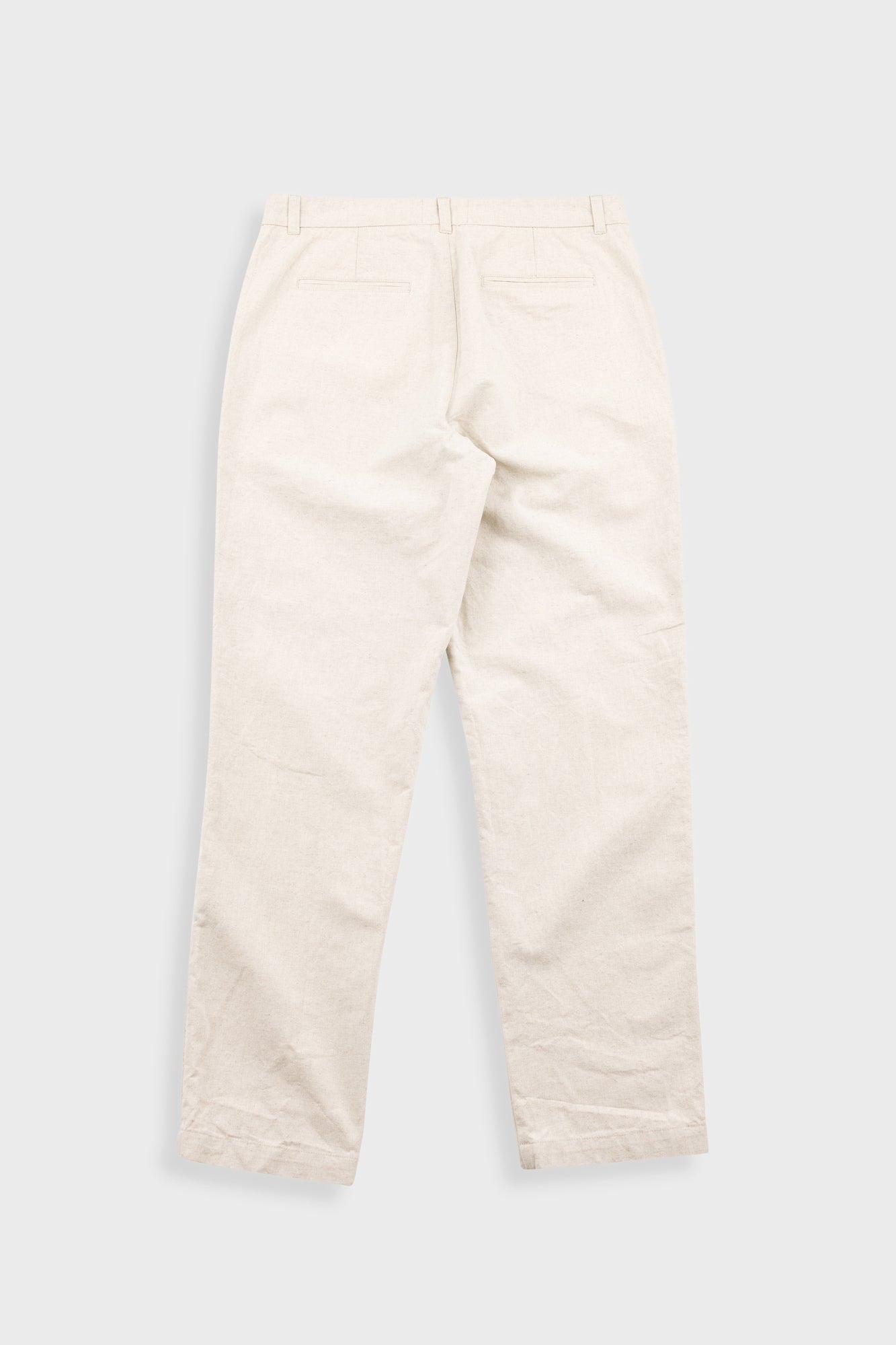 Fixed Waistband Cotton Linen Trouser - Natural Linen Canvas