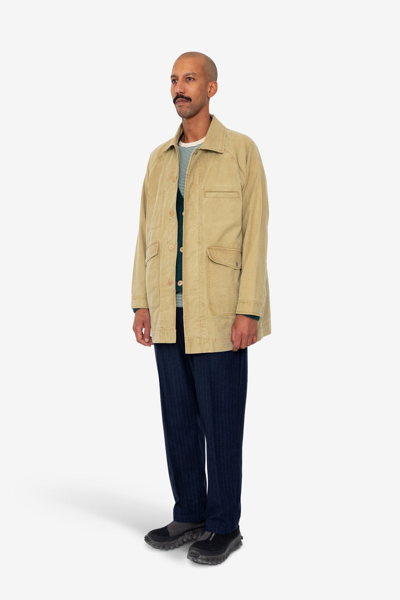 Detachable Liner Car Coat - Fossil Slub