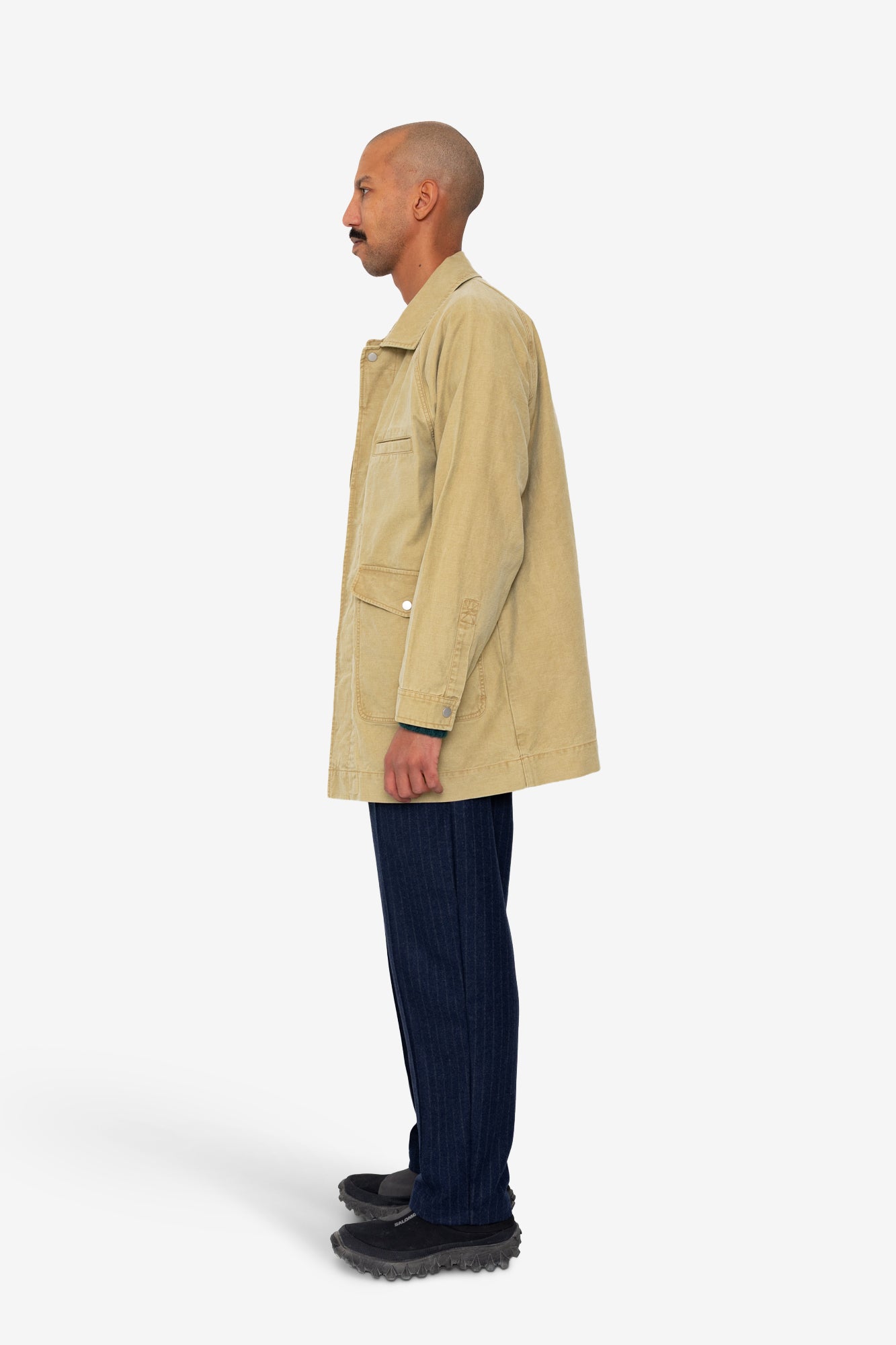 Detachable Liner Car Coat - Fossil Slub