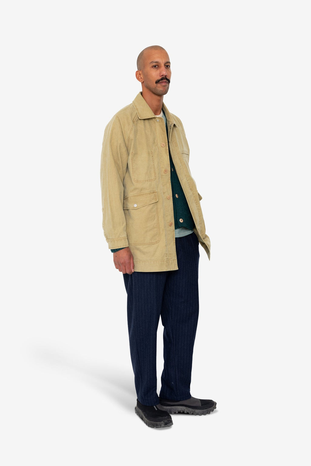 Detachable Liner Car Coat - Fossil Slub