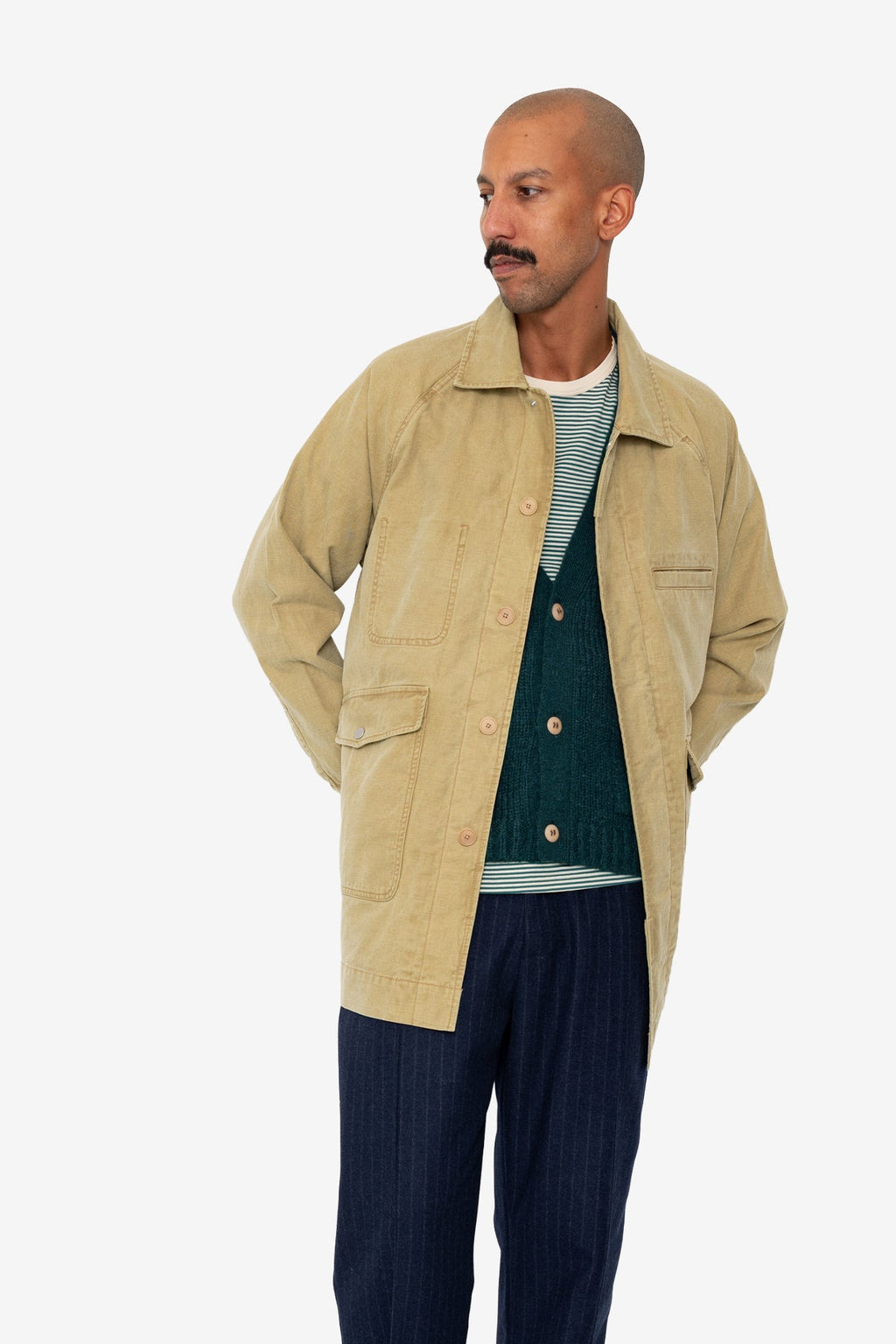 Detachable Liner Car Coat - Fossil Slub