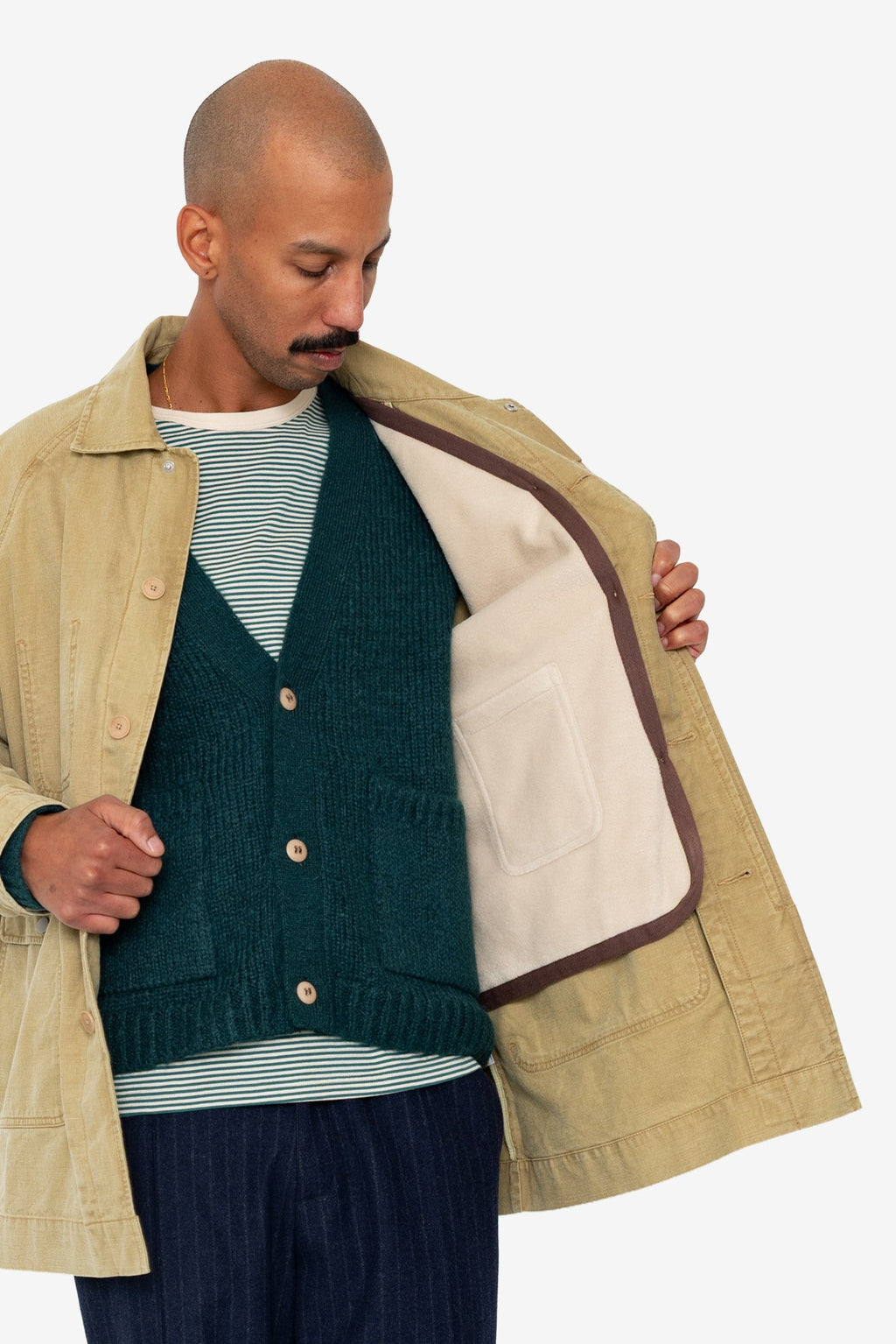 Detachable Liner Car Coat - Fossil Slub