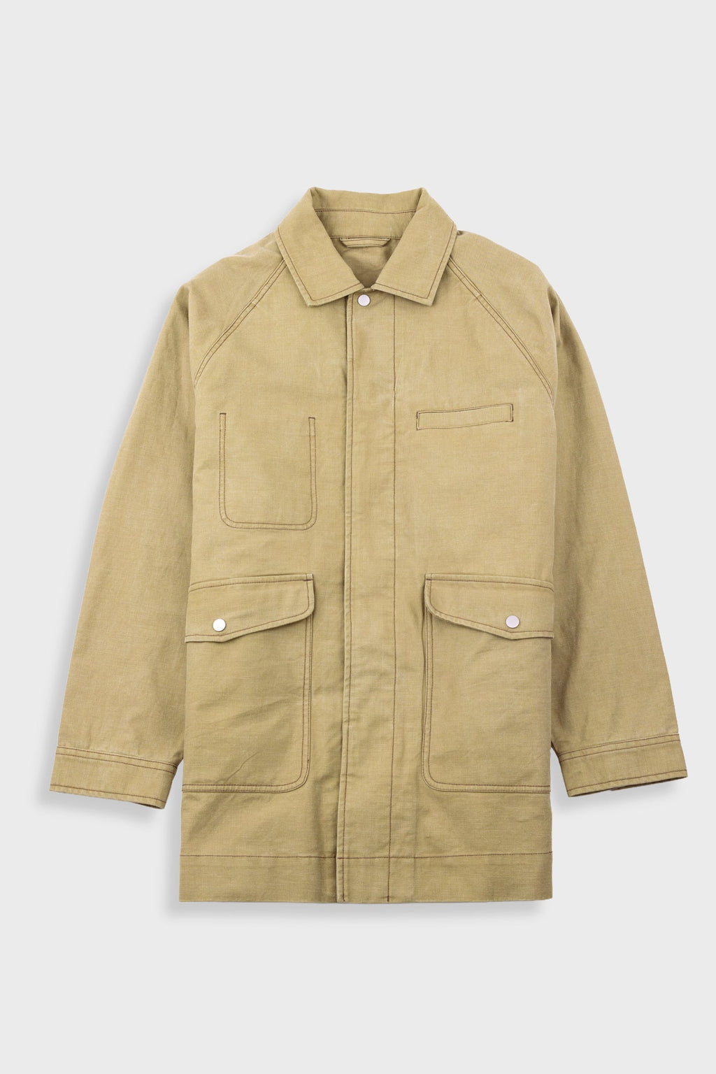 Detachable Liner Car Coat - Fossil Slub