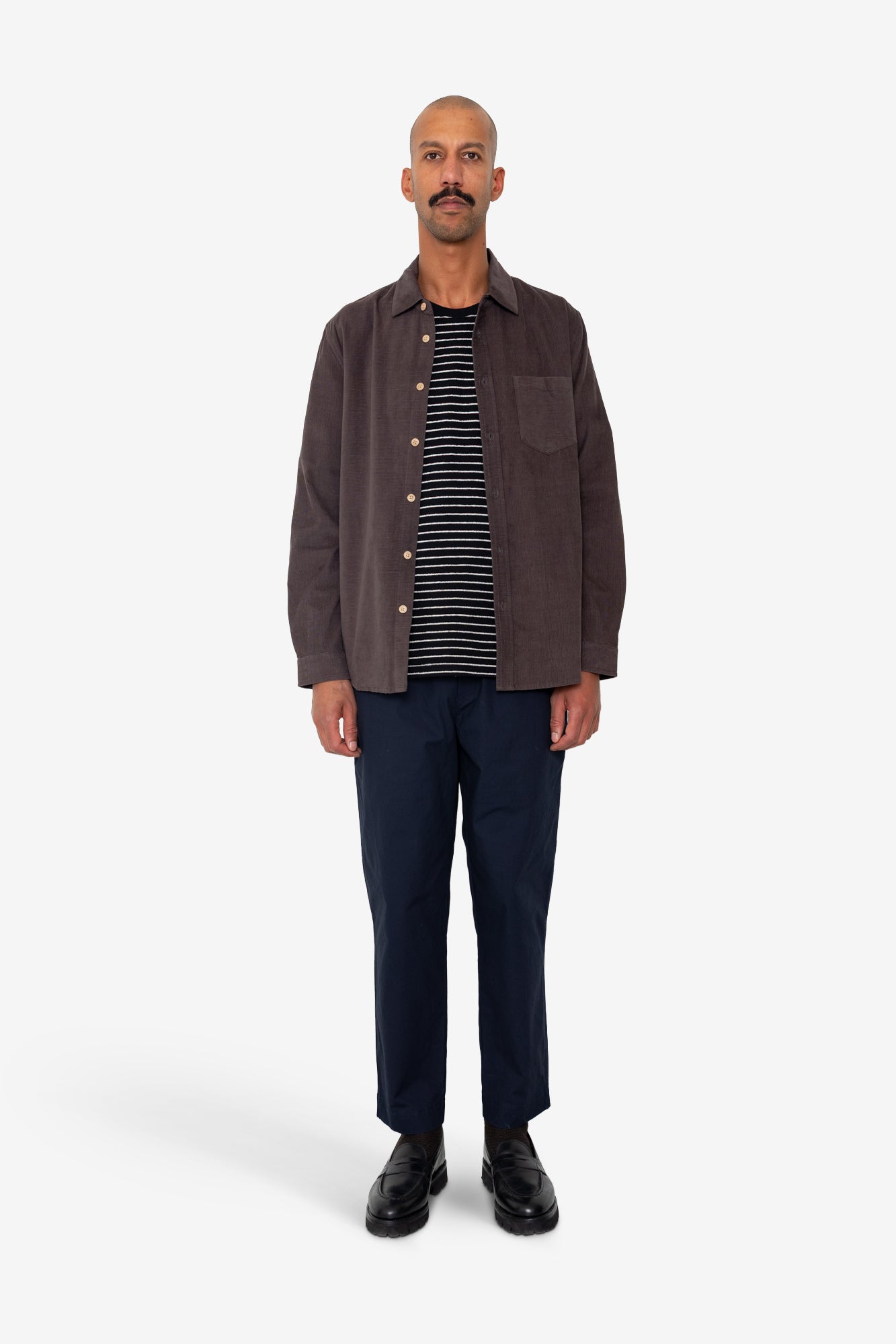 Direction Babycord Shirt - Black Grape