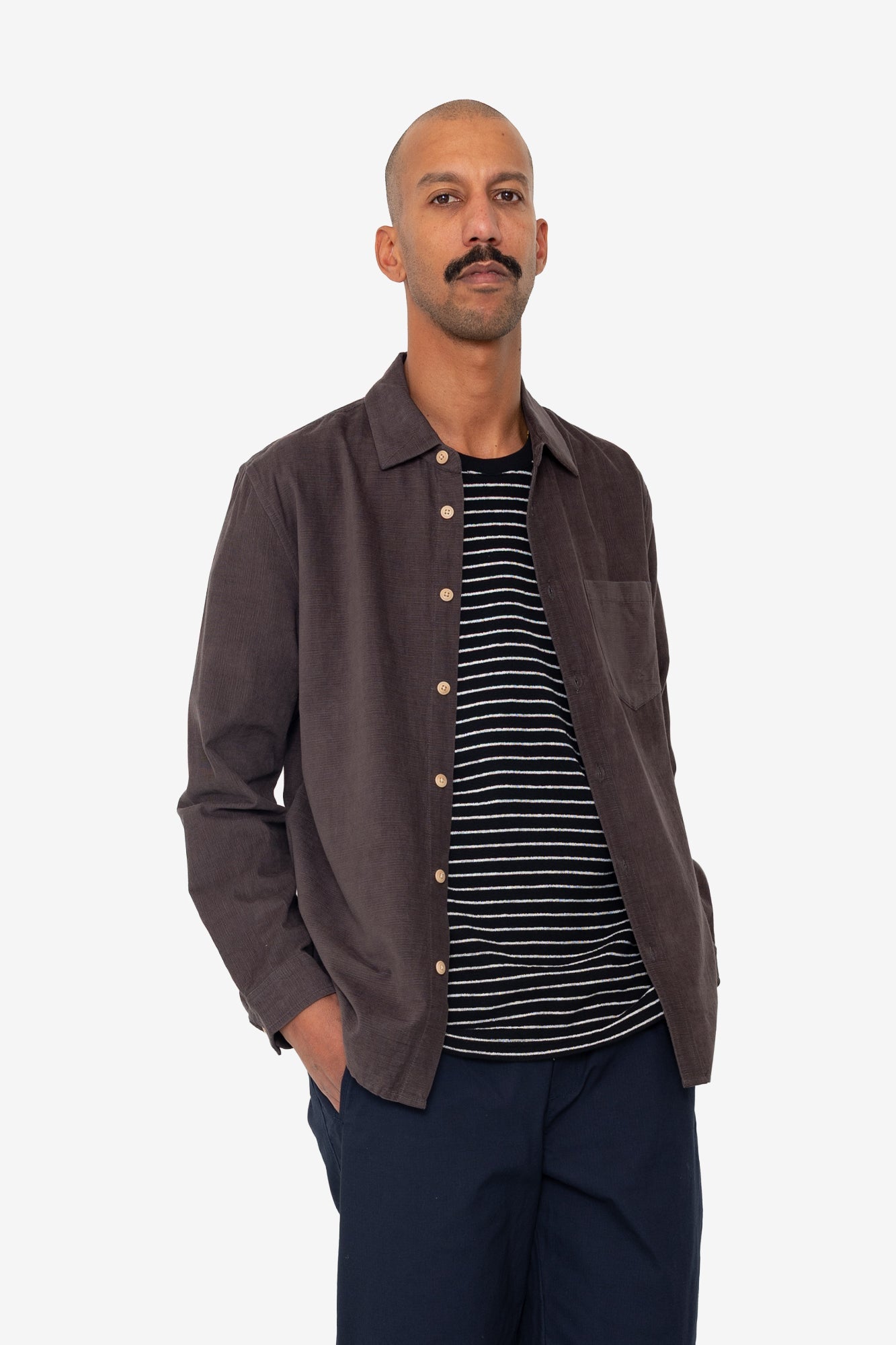 Direction Babycord Shirt - Black Grape