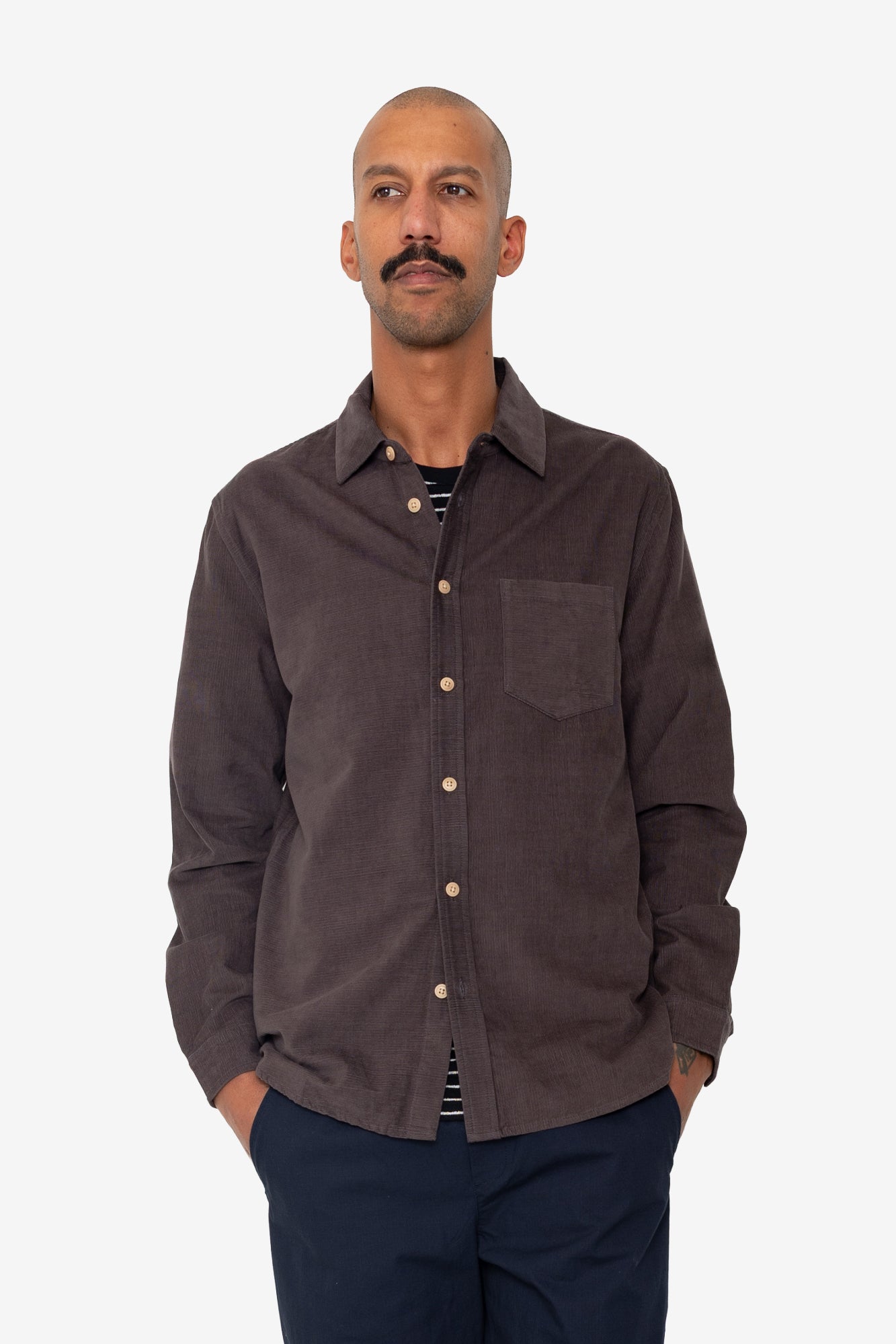 Direction Babycord Shirt - Black Grape