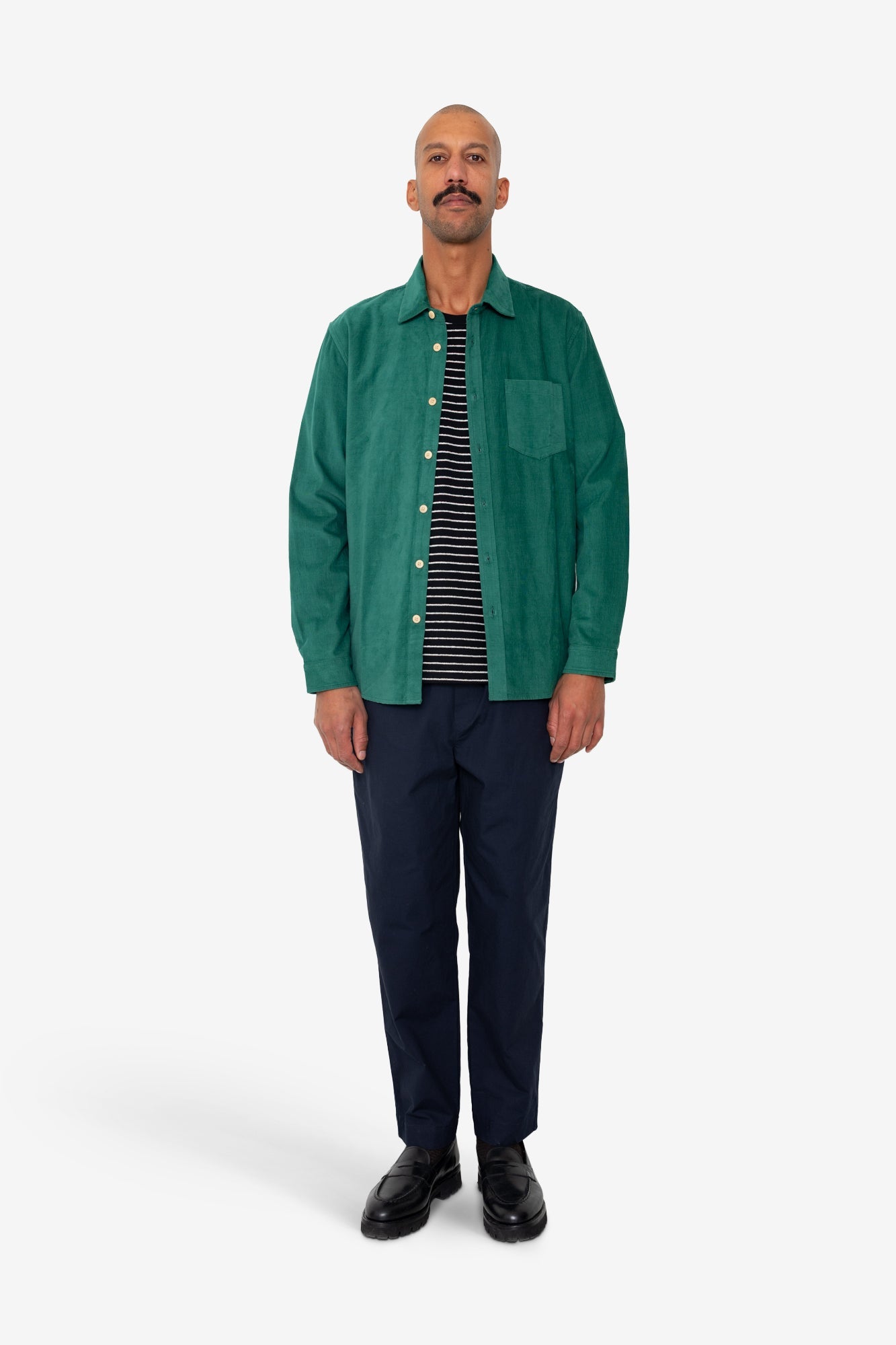 Direction Babycord Shirt - Phthalo Green