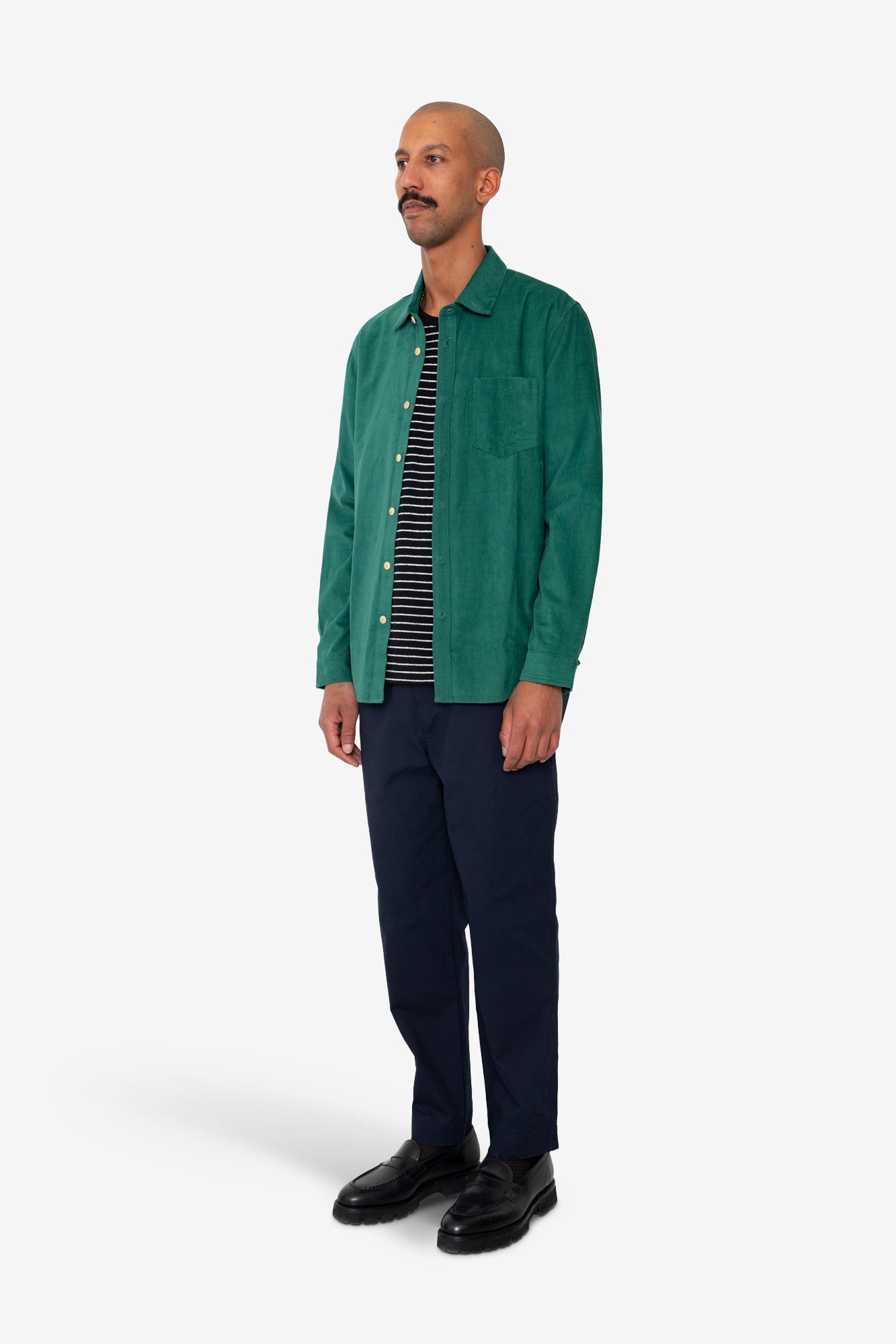 Direction Babycord Shirt - Phthalo Green