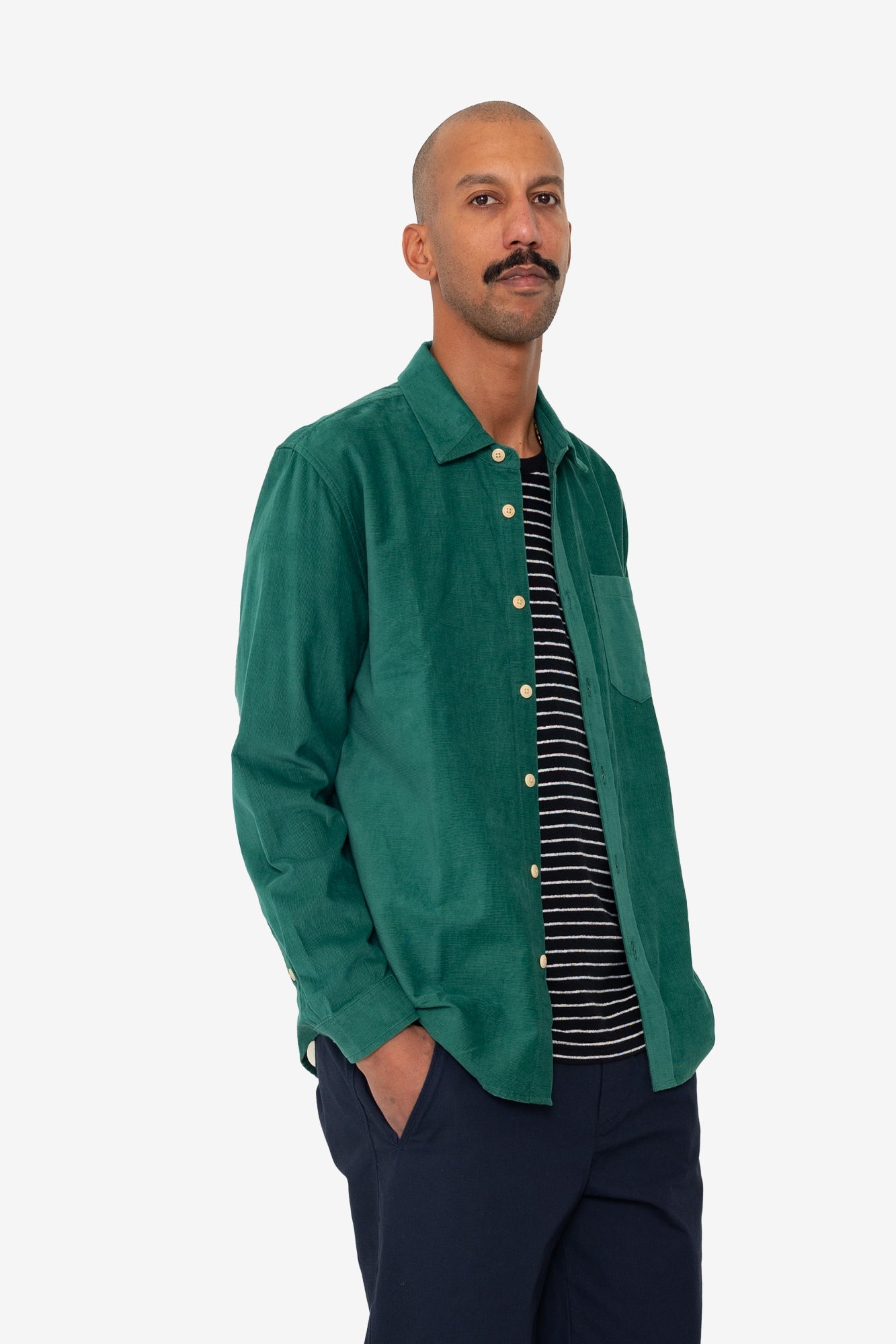 Direction Babycord Shirt - Phthalo Green
