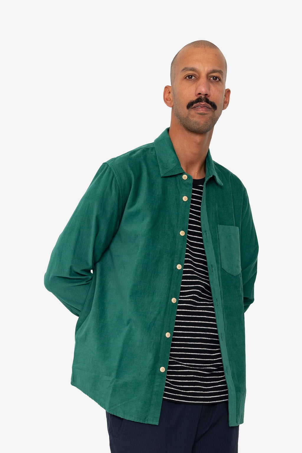 Direction Babycord Shirt - Phthalo Green