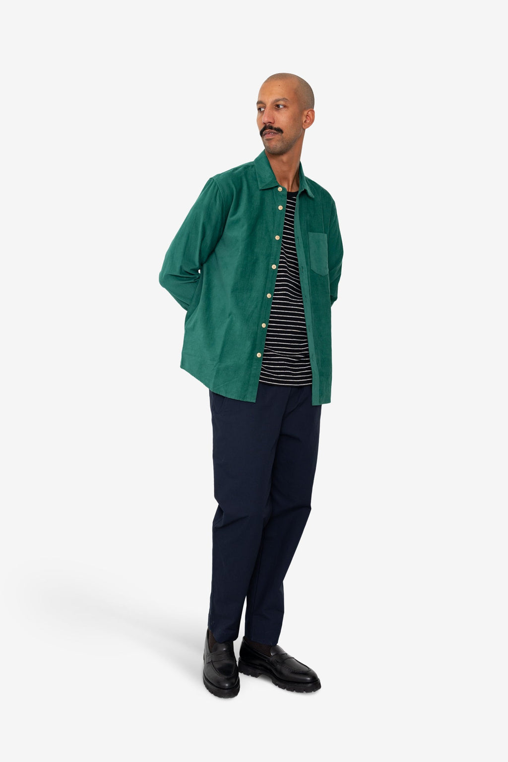 Direction Babycord Shirt - Phthalo Green
