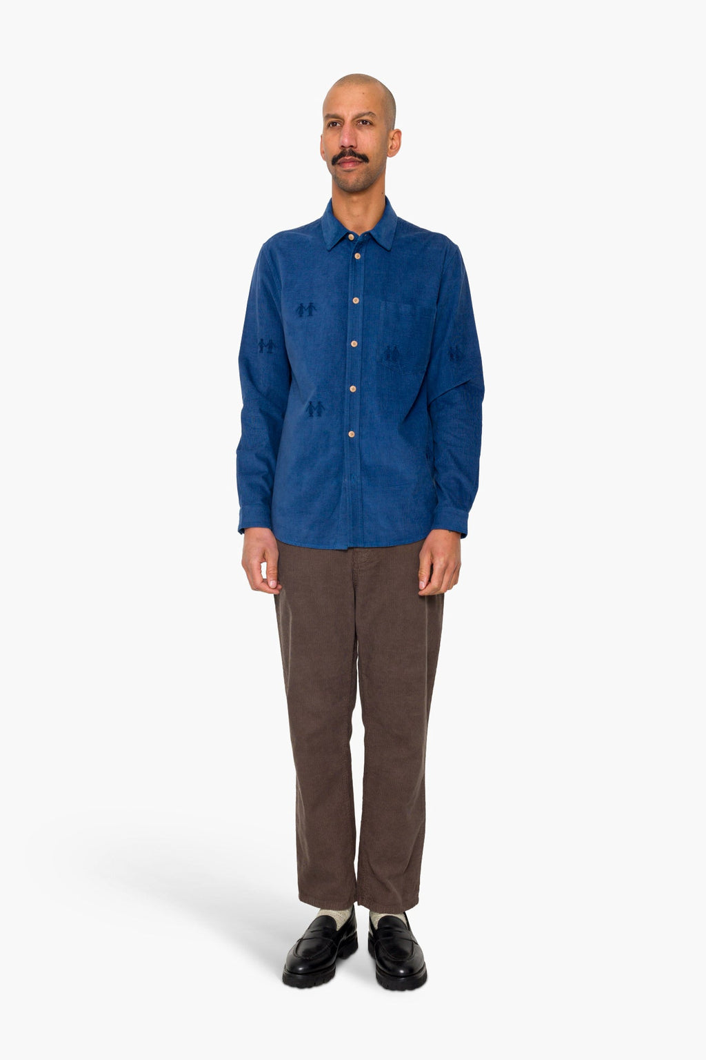 Direction Babycord Shirt - Soft Blue Embroidery