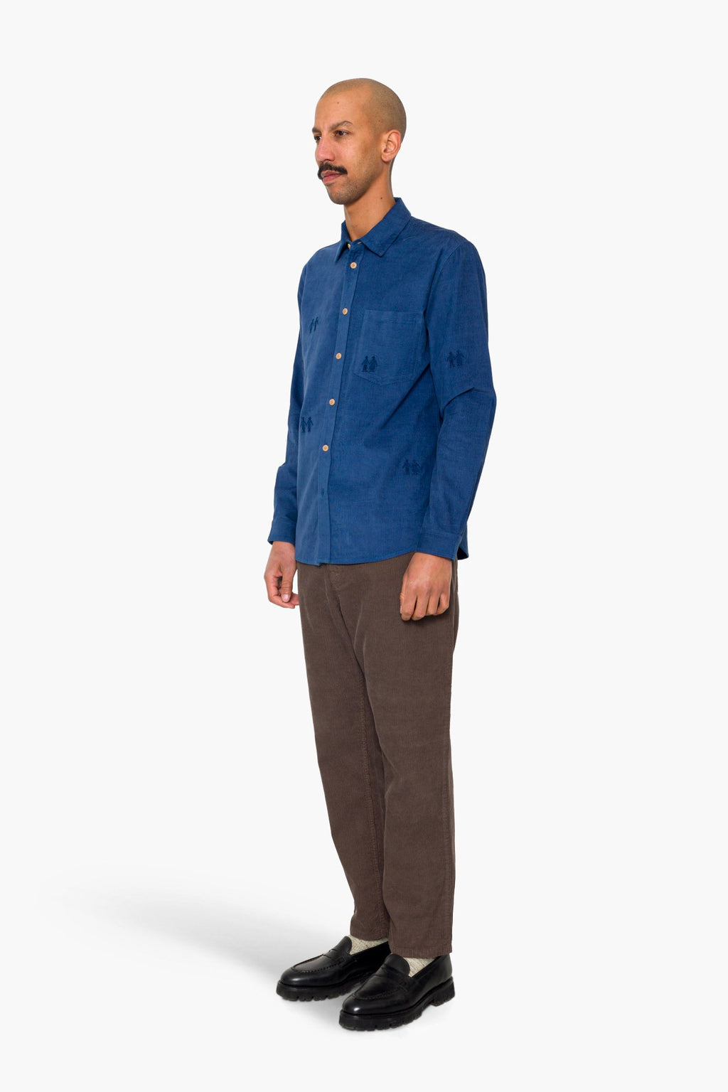 Direction Babycord Shirt - Soft Blue Embroidery