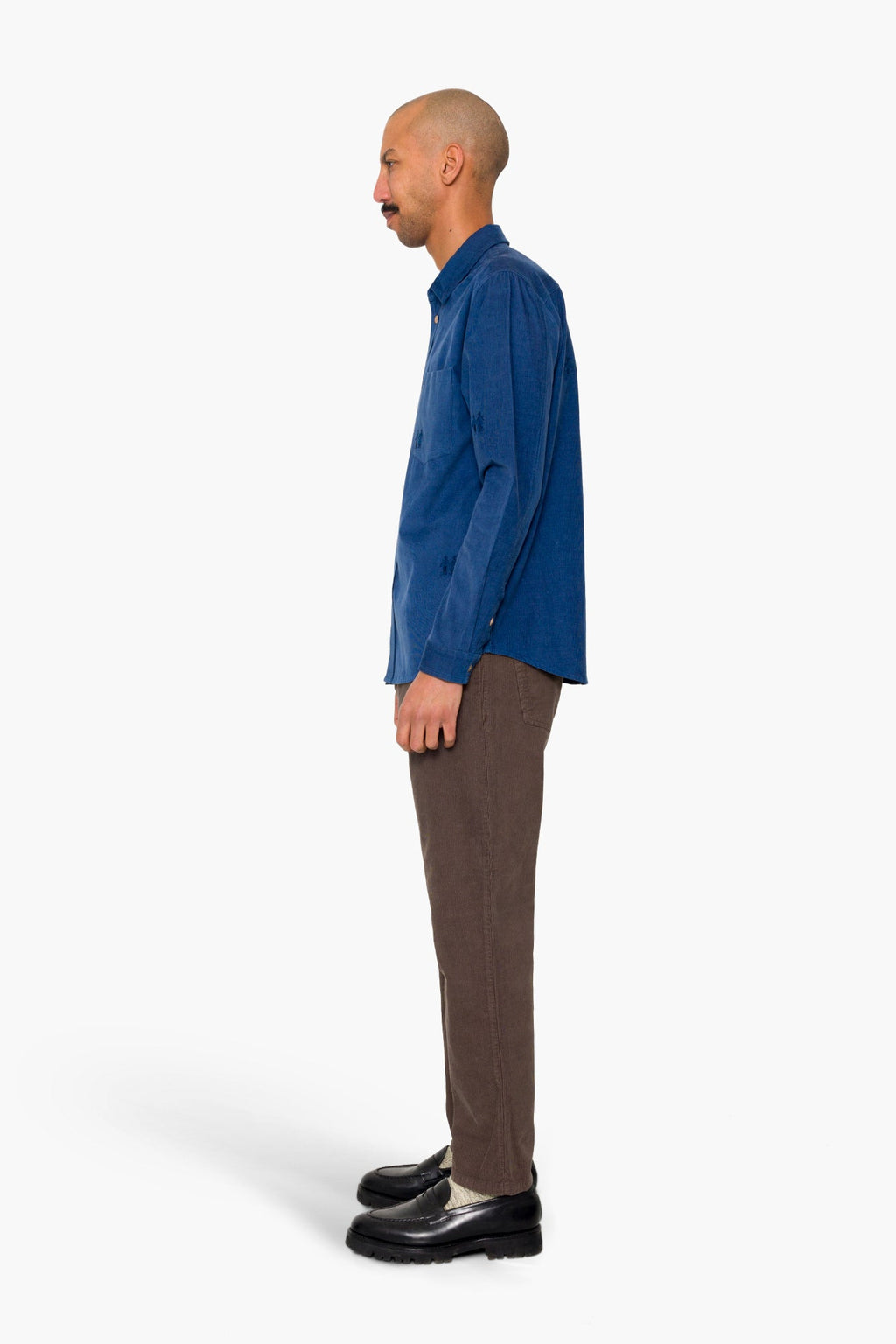Direction Babycord Shirt - Soft Blue Embroidery