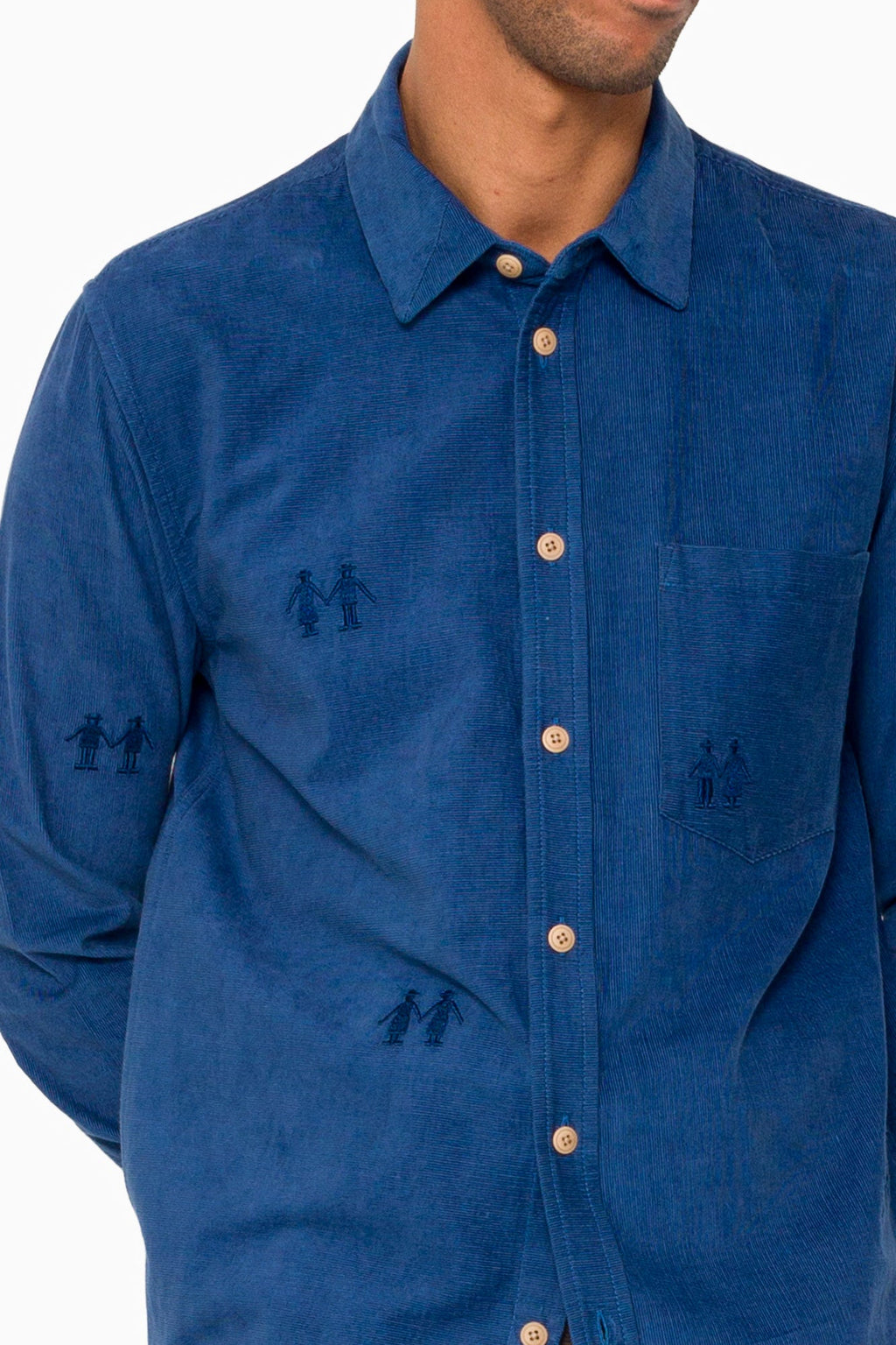 Direction Babycord Shirt - Soft Blue Embroidery