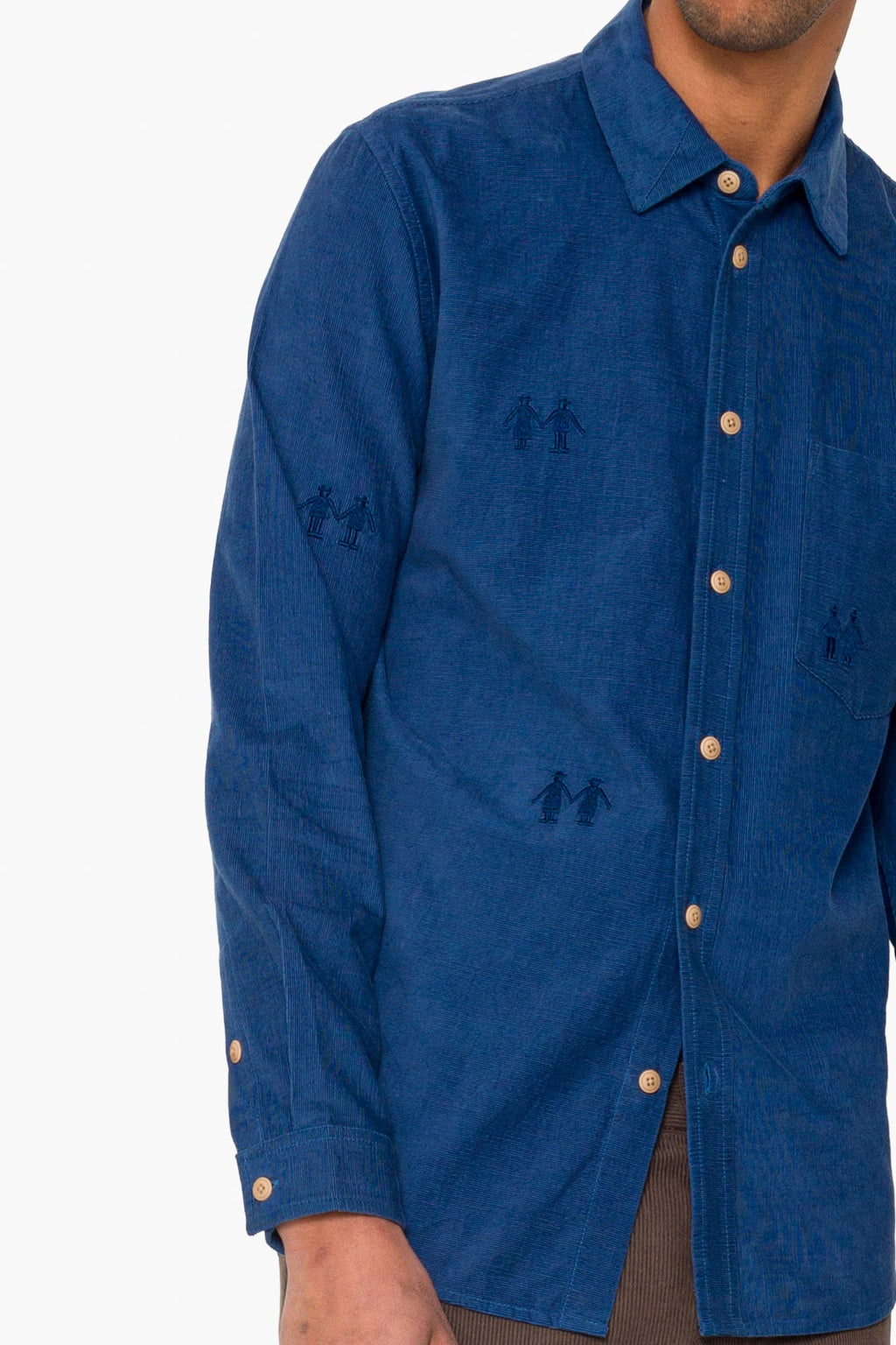 Direction Babycord Shirt - Soft Blue Embroidery