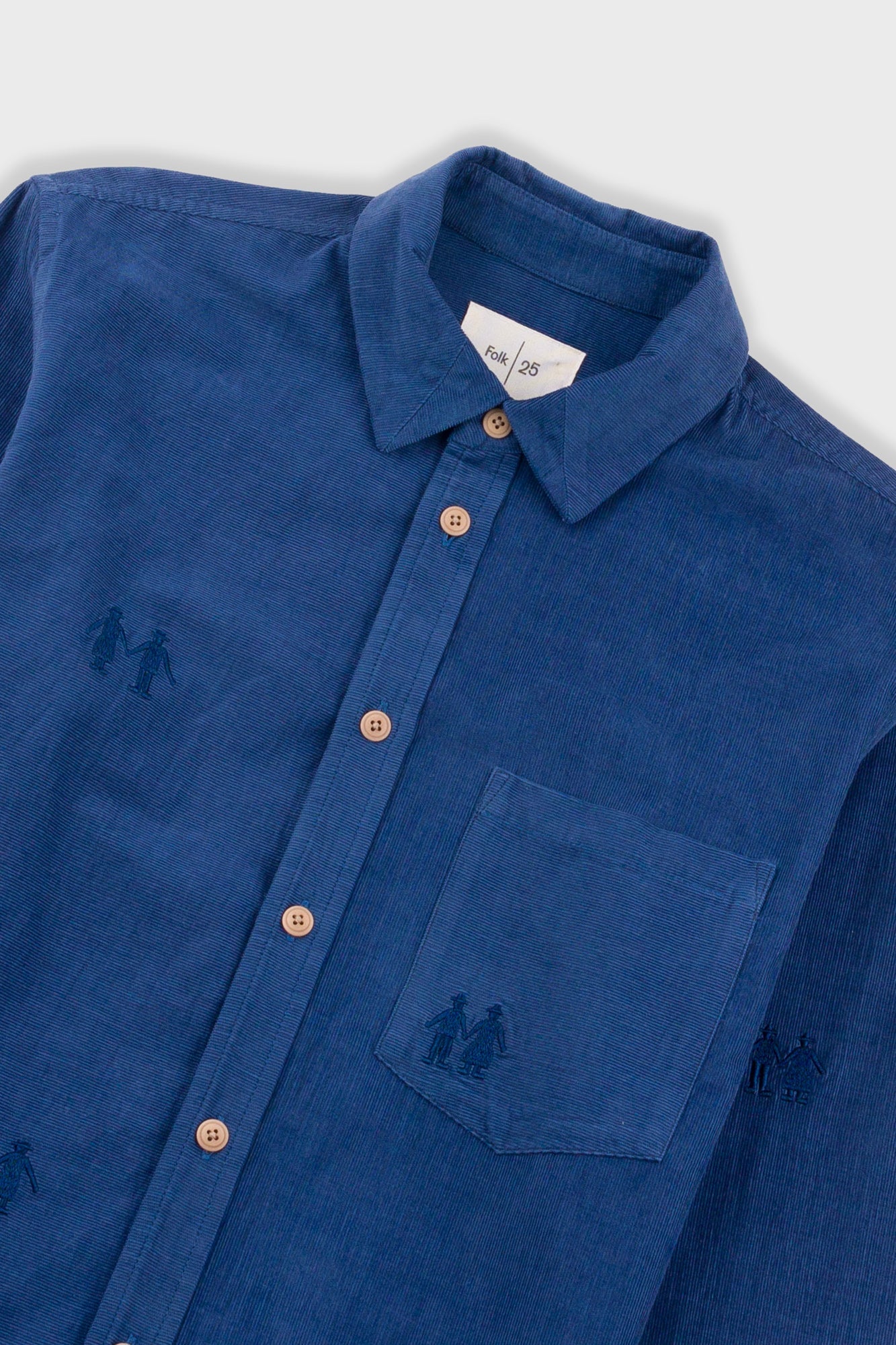 Direction Babycord Shirt - Soft Blue Embroidery