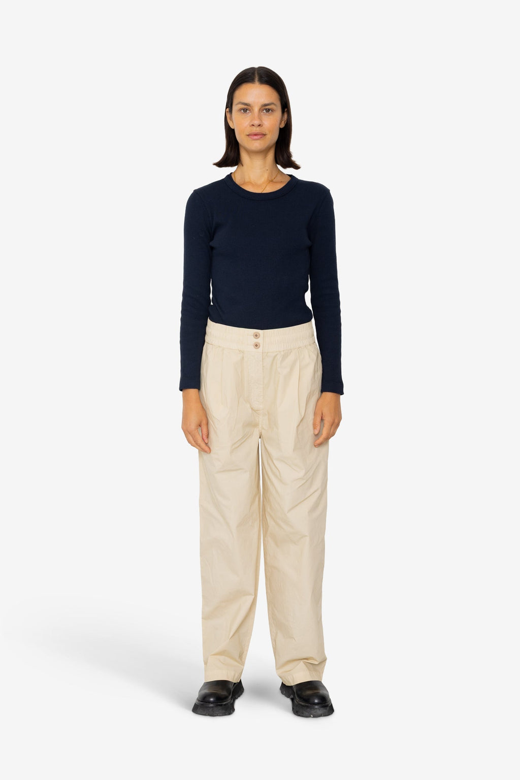 Drawcord Baggy Pants - Light Stone