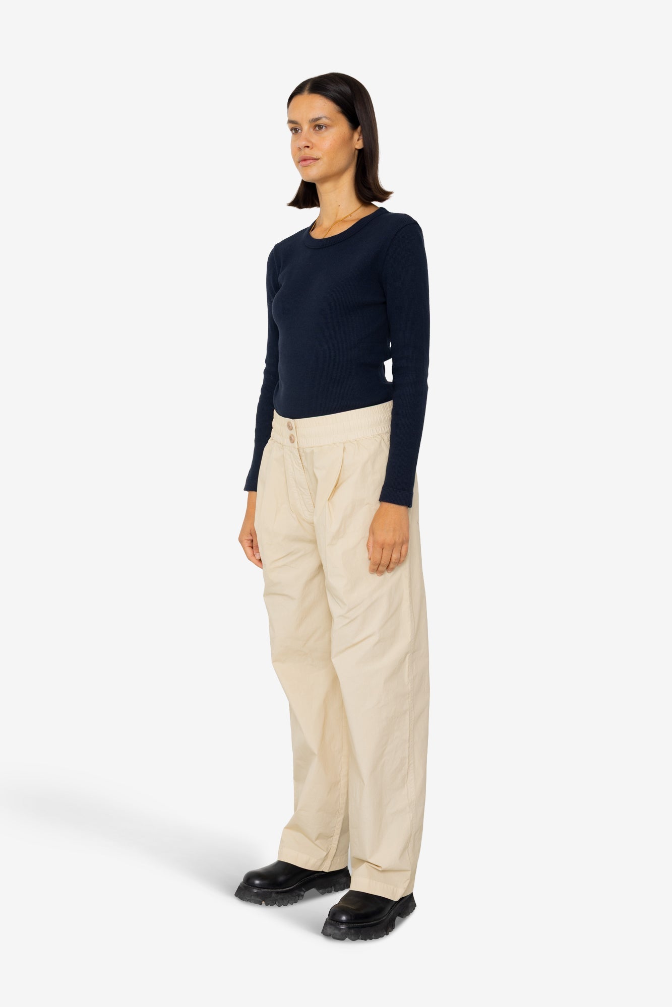 Drawcord Baggy Pants - Light Stone