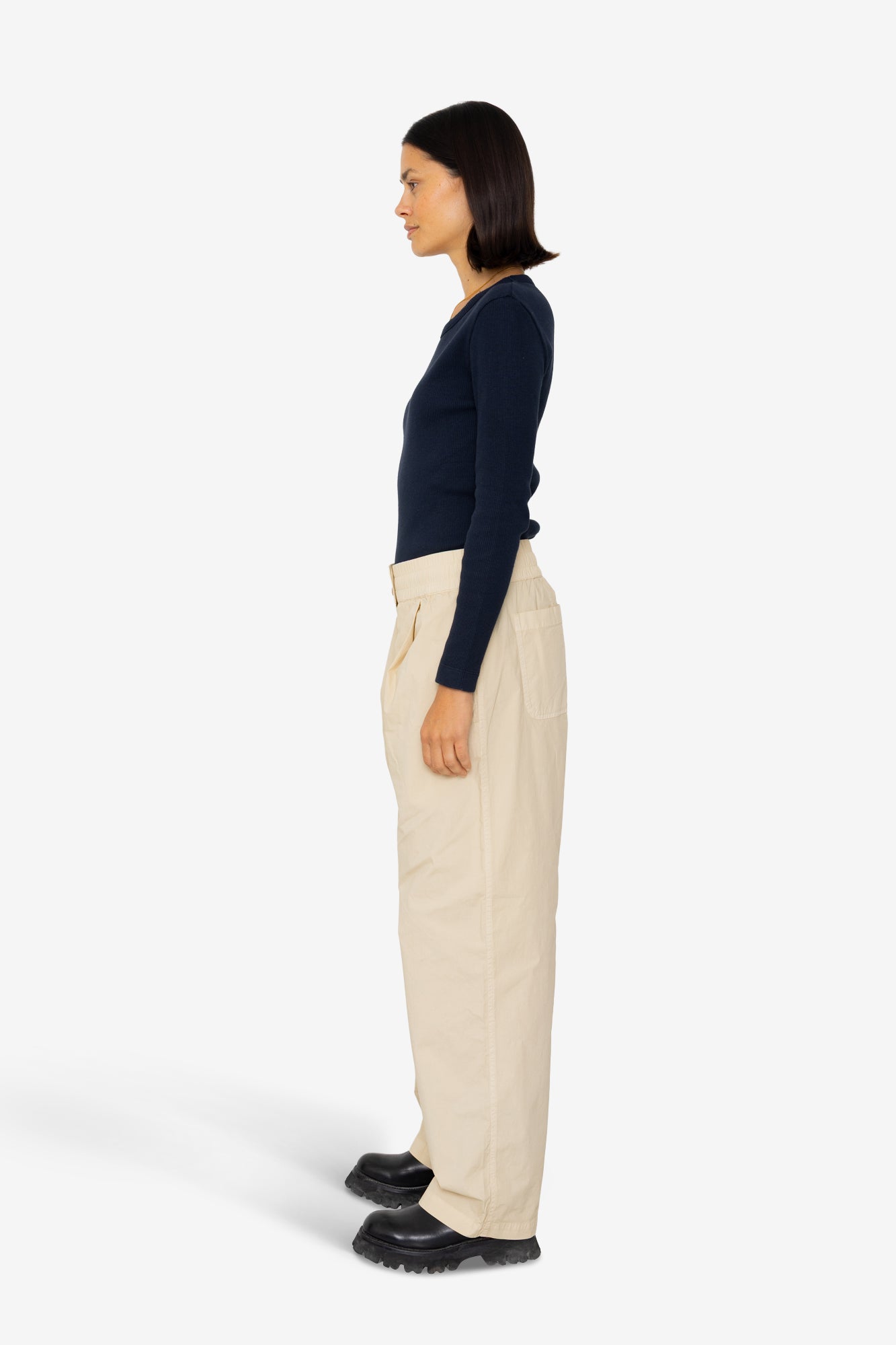 Drawcord Baggy Pants - Light Stone