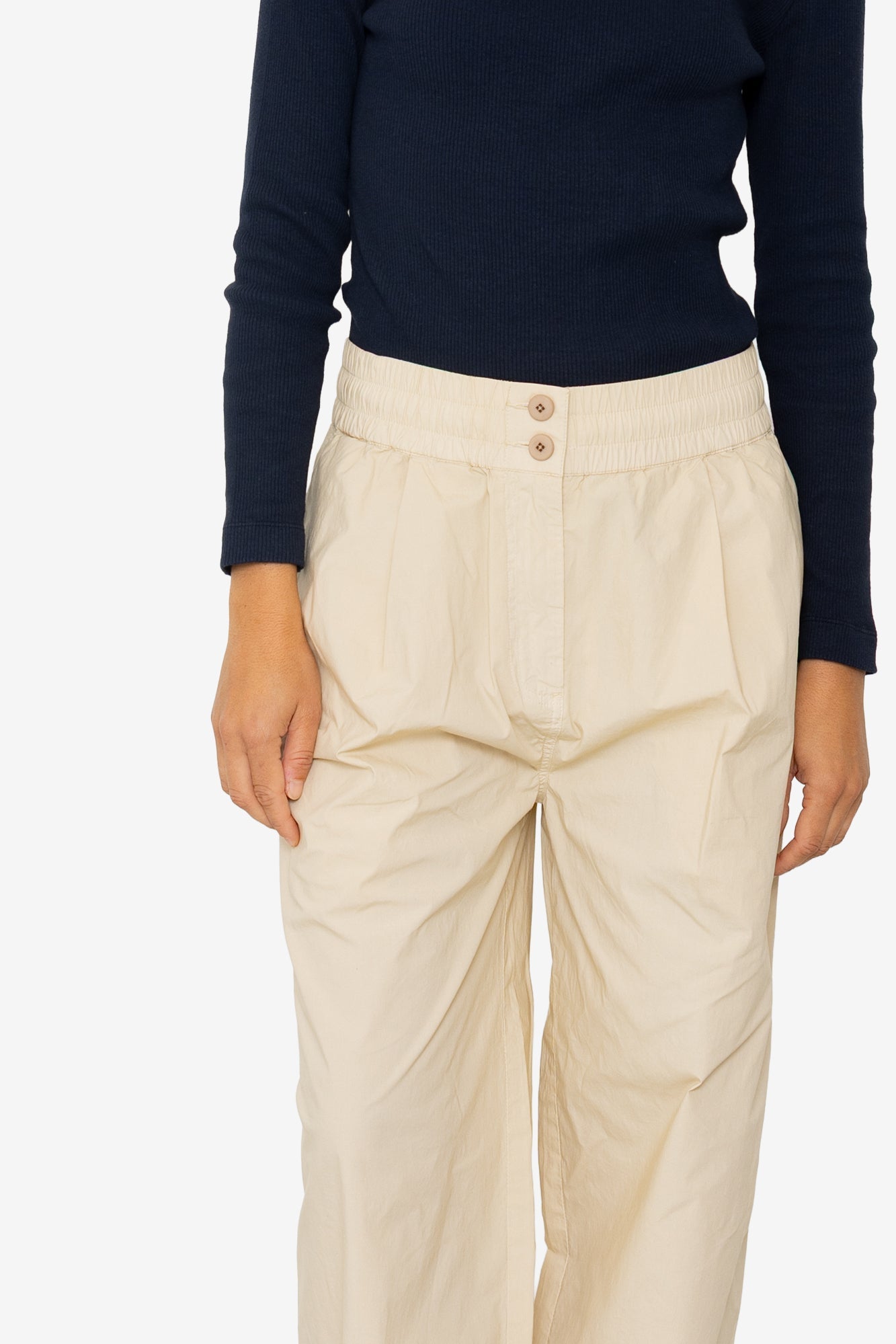 Drawcord Baggy Pants - Light Stone