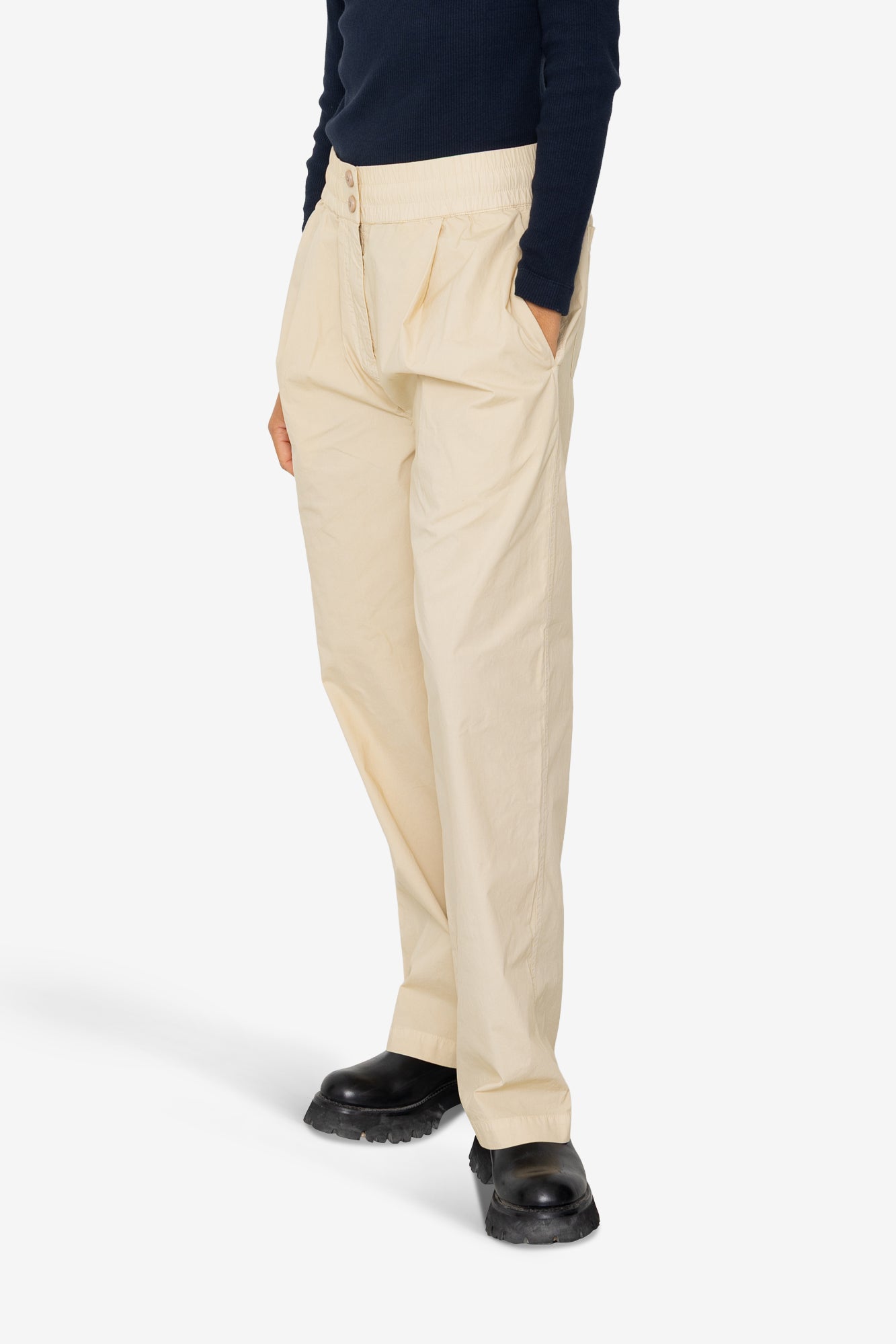Drawcord Baggy Pants - Light Stone