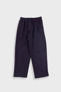 Drawcord Baggy Pants - Navy Wool Twill