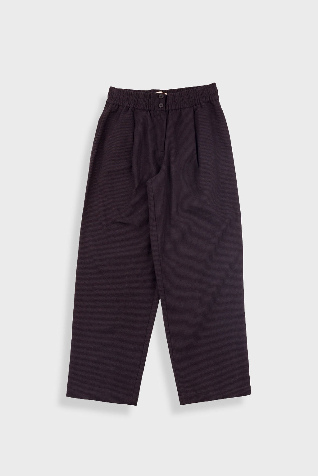Drawcord Baggy Pants - Soft Black Brushed Stripe