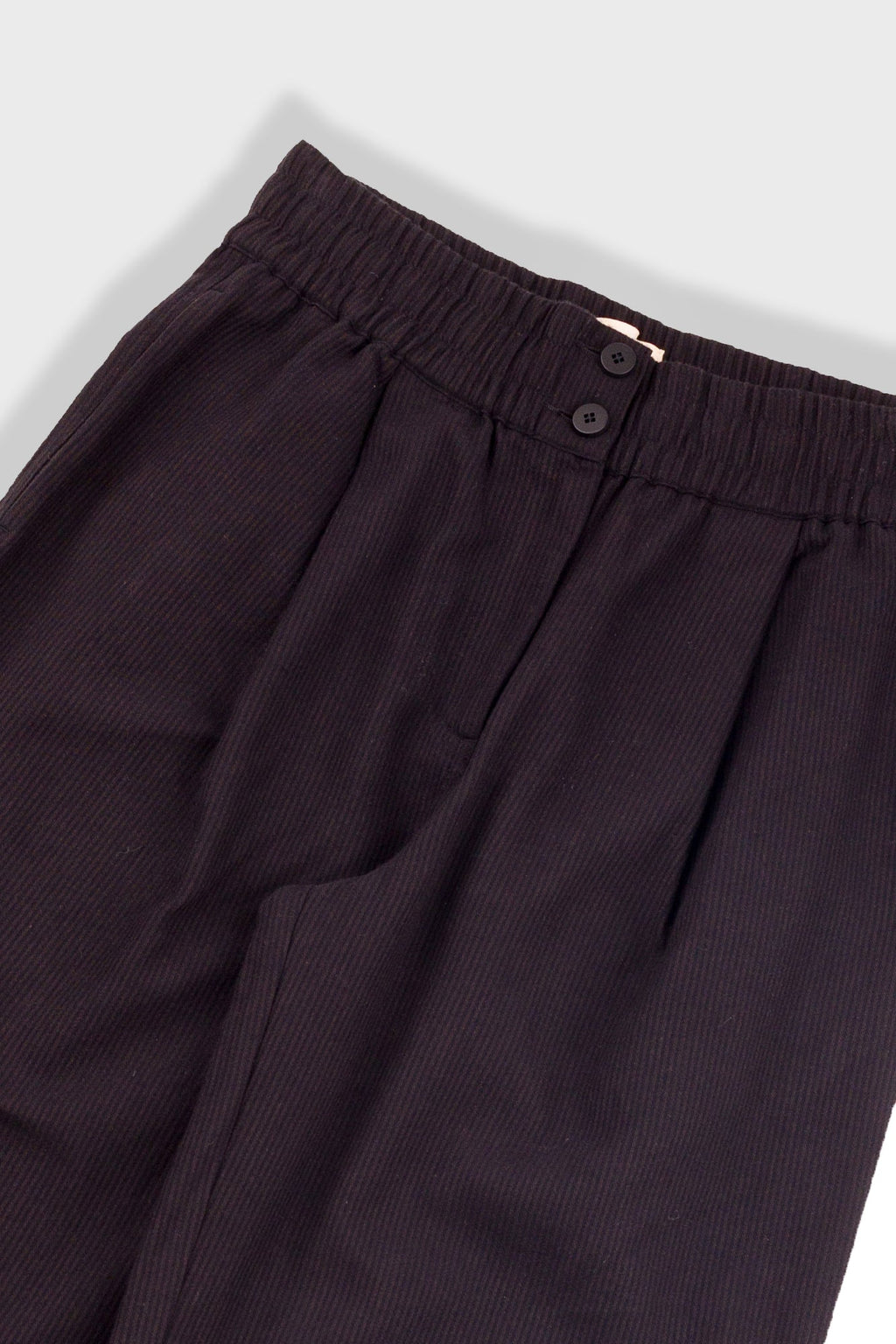 Drawcord Baggy Pants - Soft Black Brushed Stripe