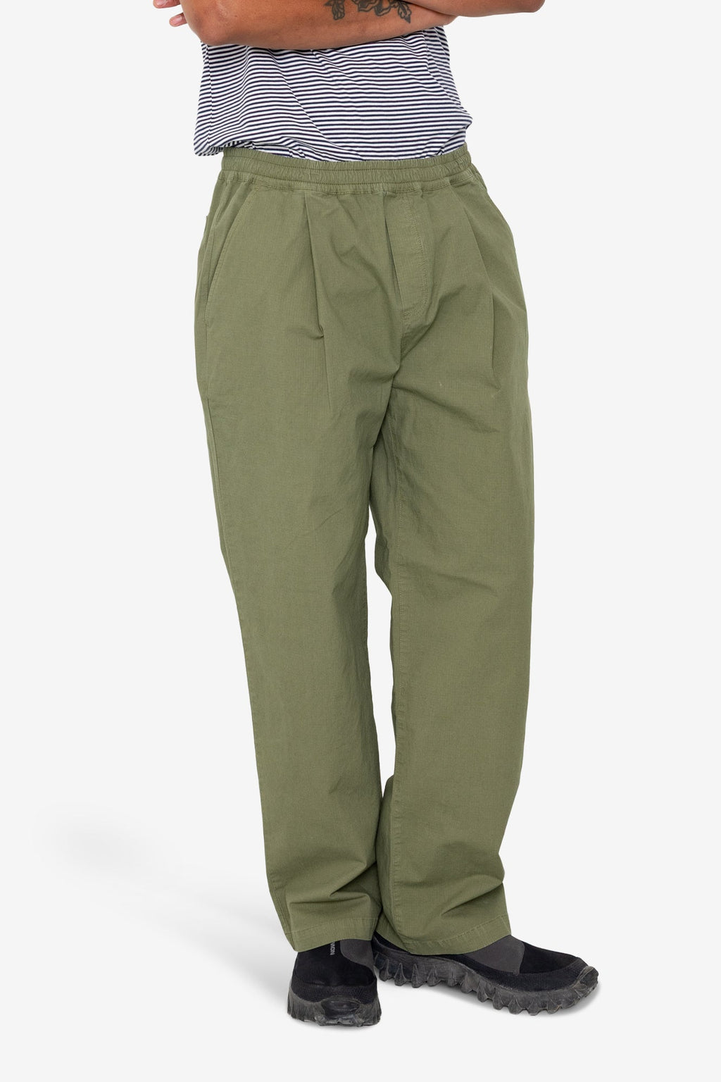 Drawcord Loose Trouser - Light Olive Ripstop
