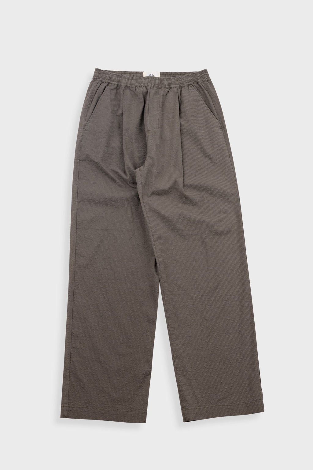 Drawcord Loose Trousers - Dark Olive Seersucker