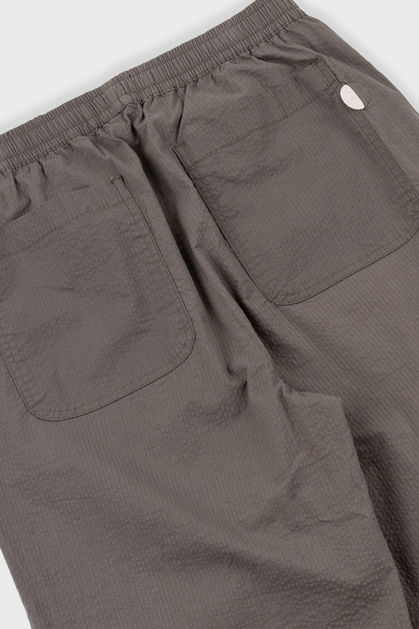 Drawcord Loose Trousers - Dark Olive Seersucker