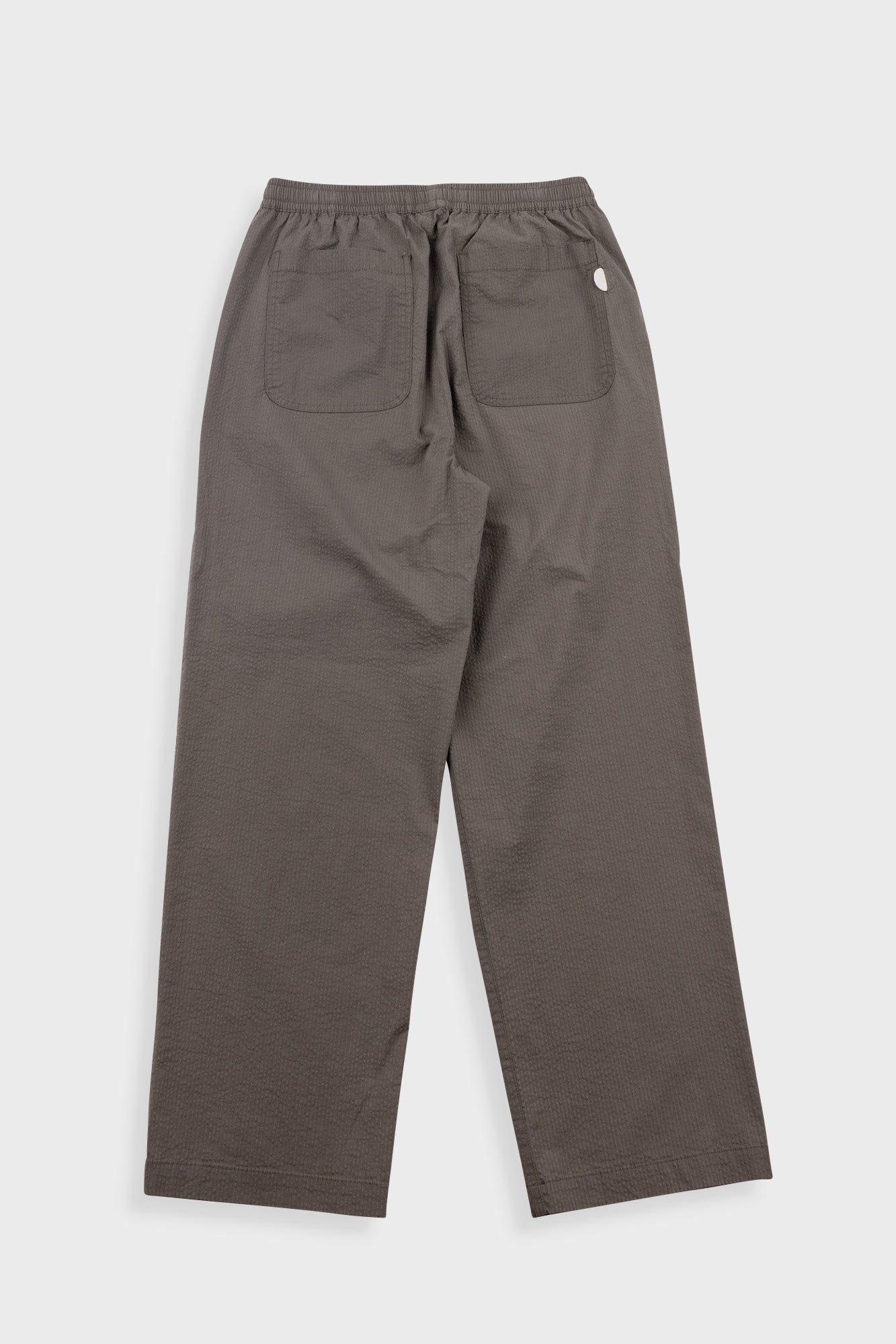 Drawcord Loose Trousers - Dark Olive Seersucker