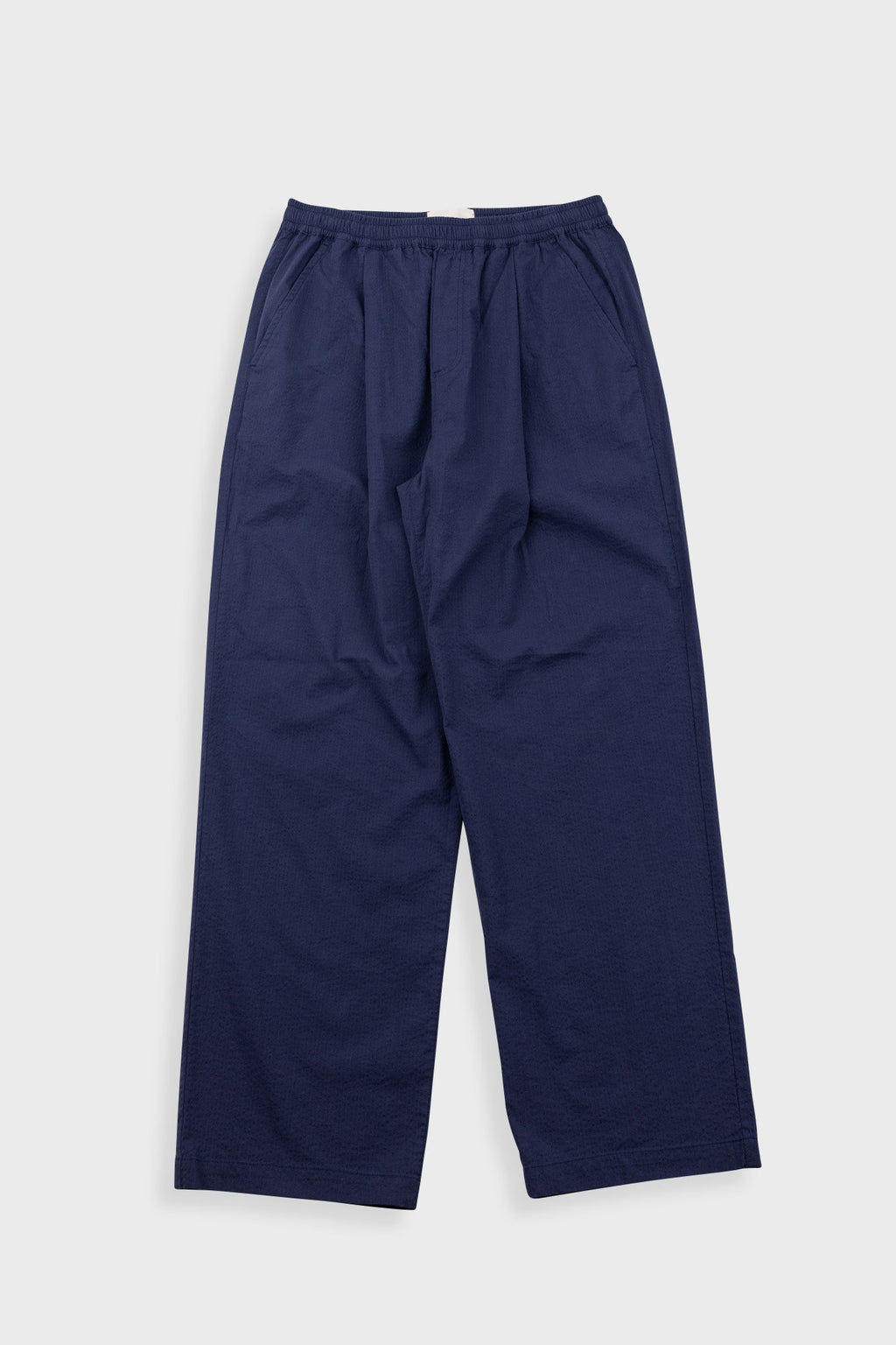 Drawcord Loose Trousers - Navy Seersucker