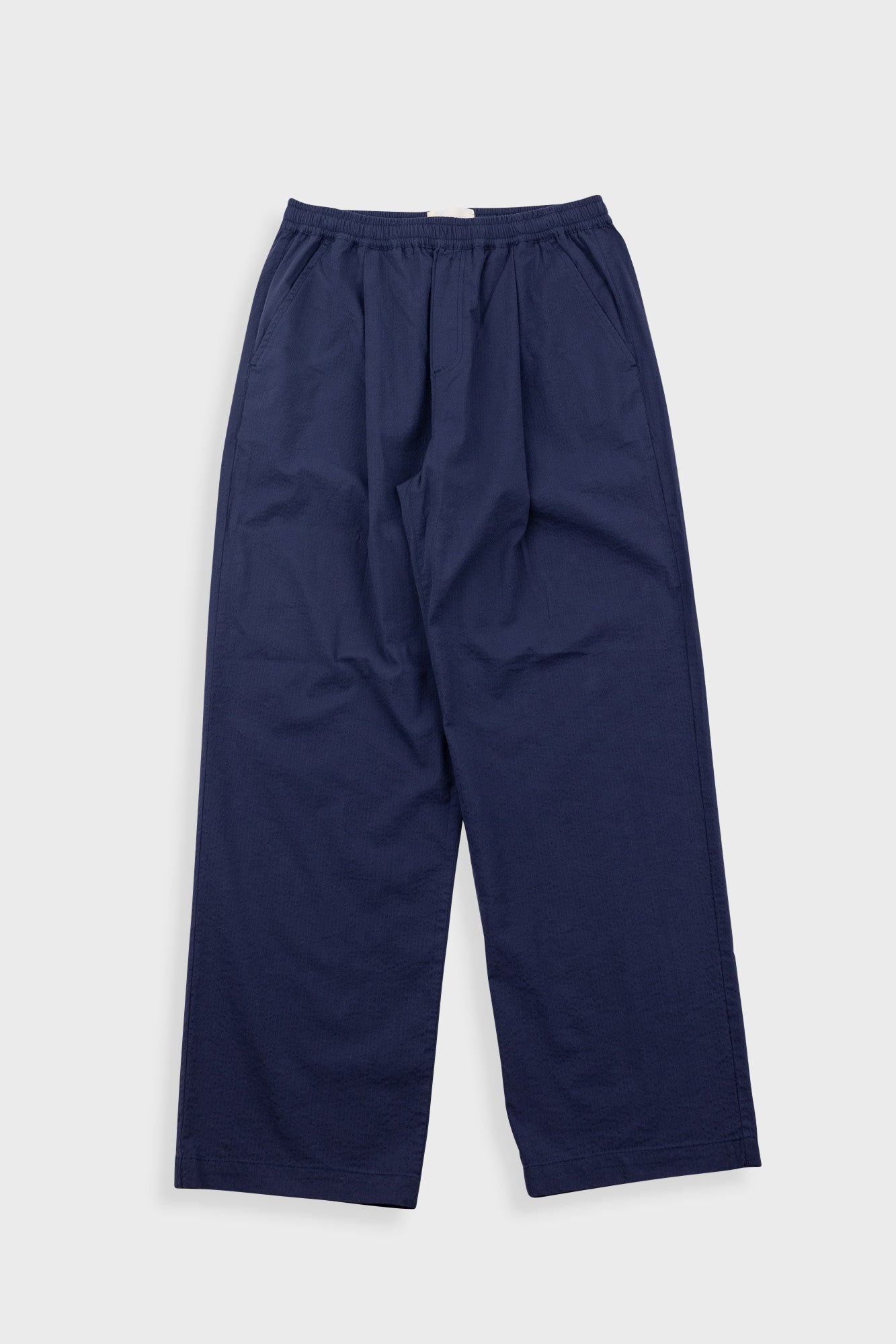 Drawcord Loose Trousers - Navy Seersucker