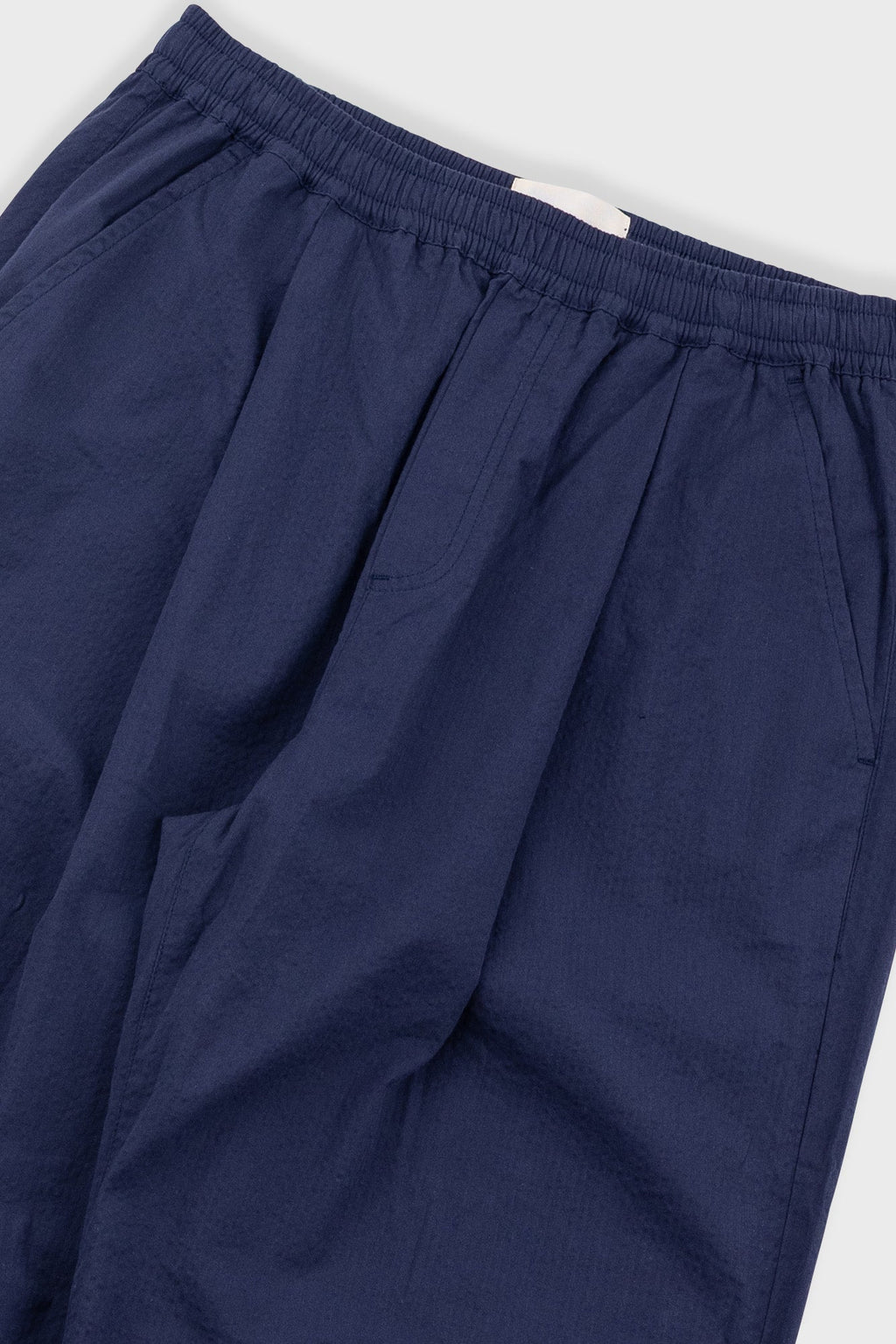 Drawcord Loose Trousers - Navy Seersucker