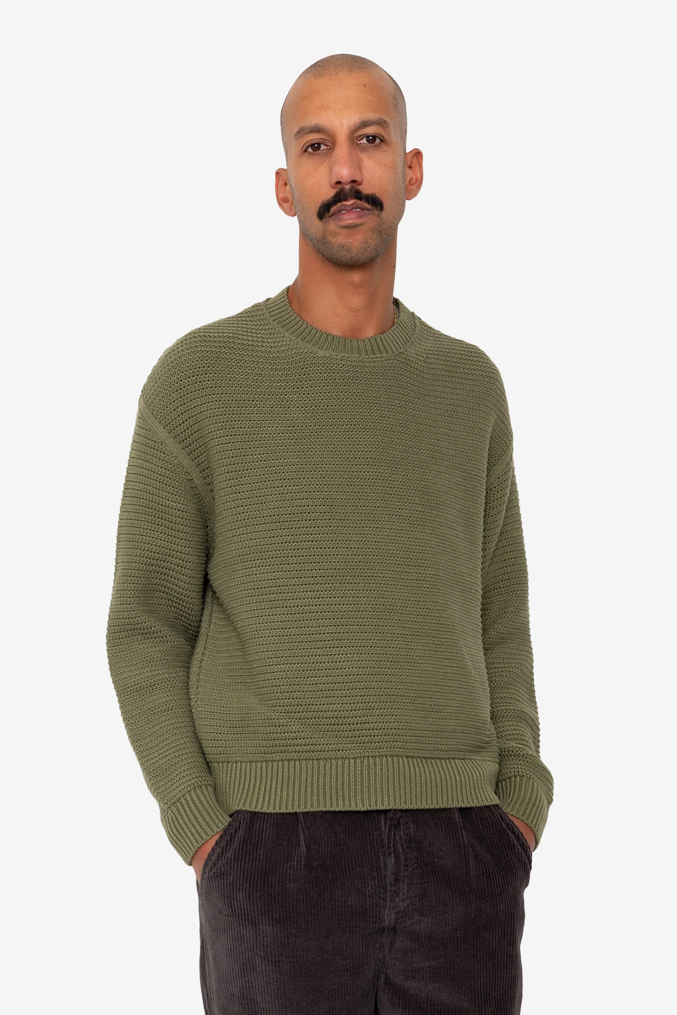 Drop Shoulder Crew - Olive