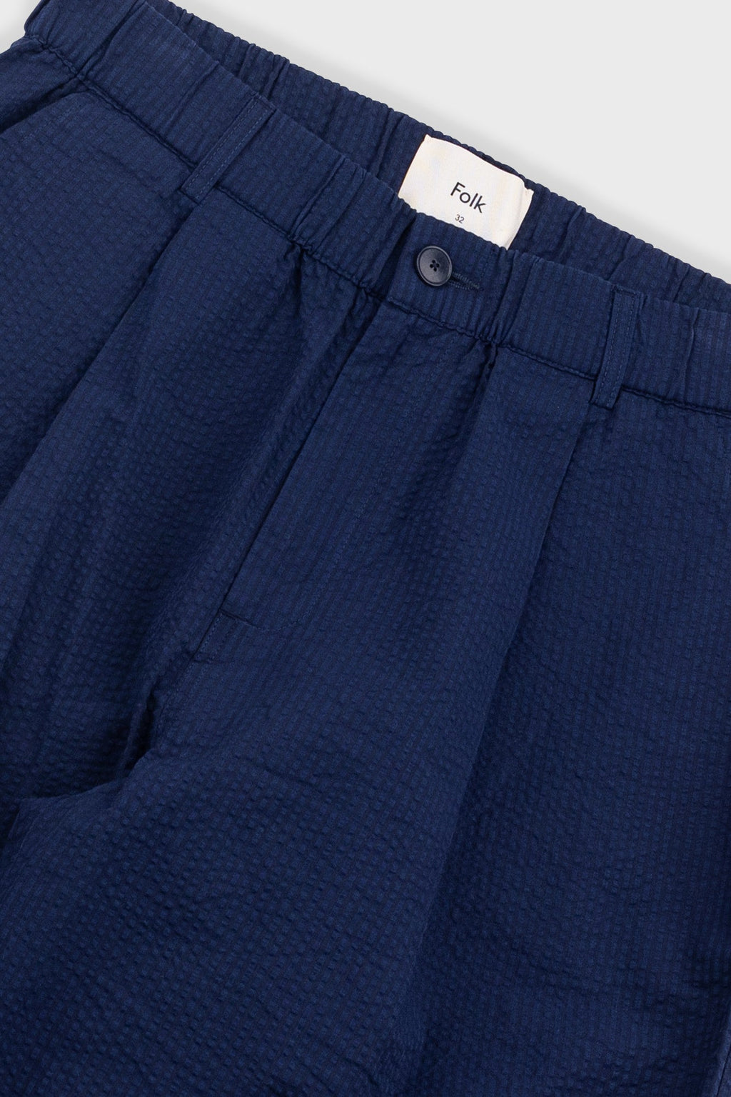 Elasticated Wide Fit Short - Navy Crinkle Stripe