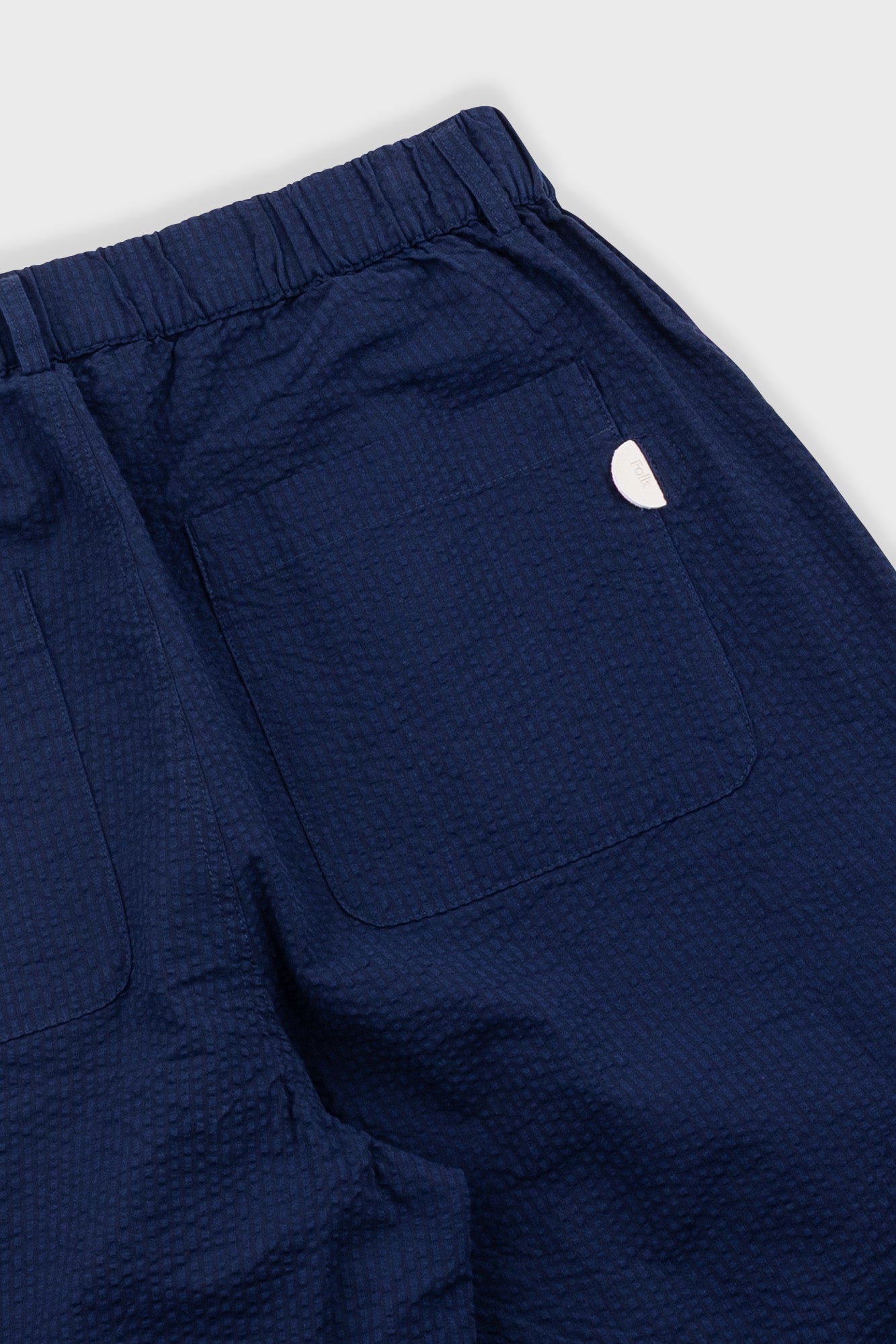 Elasticated Wide Fit Short - Navy Crinkle Stripe