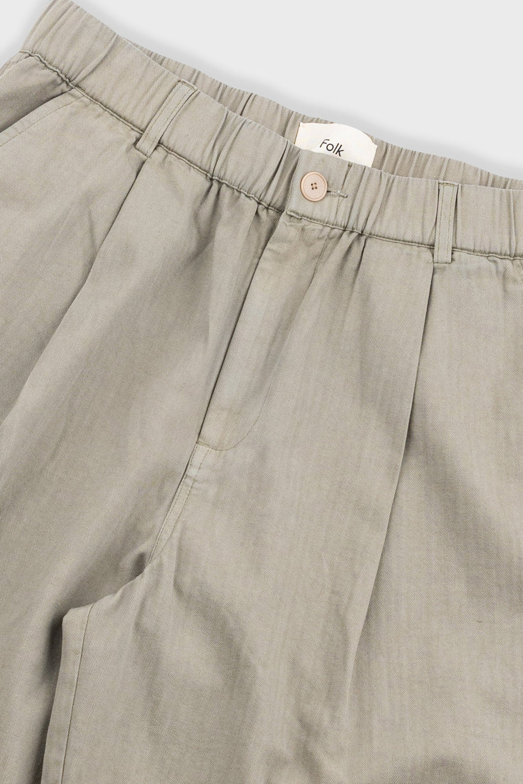 Elasticated Wide Fit Short - Silver Sage Herringbone