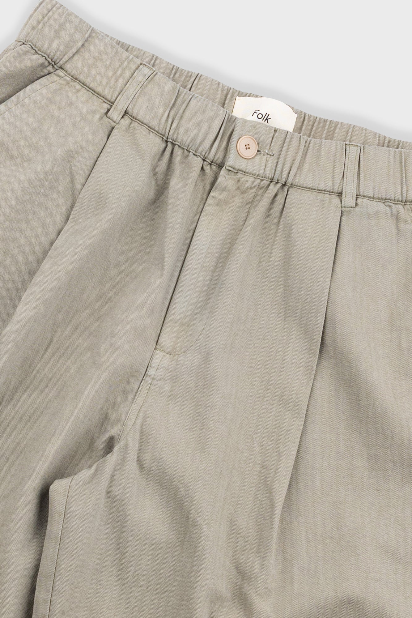 Elasticated Wide Fit Short - Silver Sage Herringbone