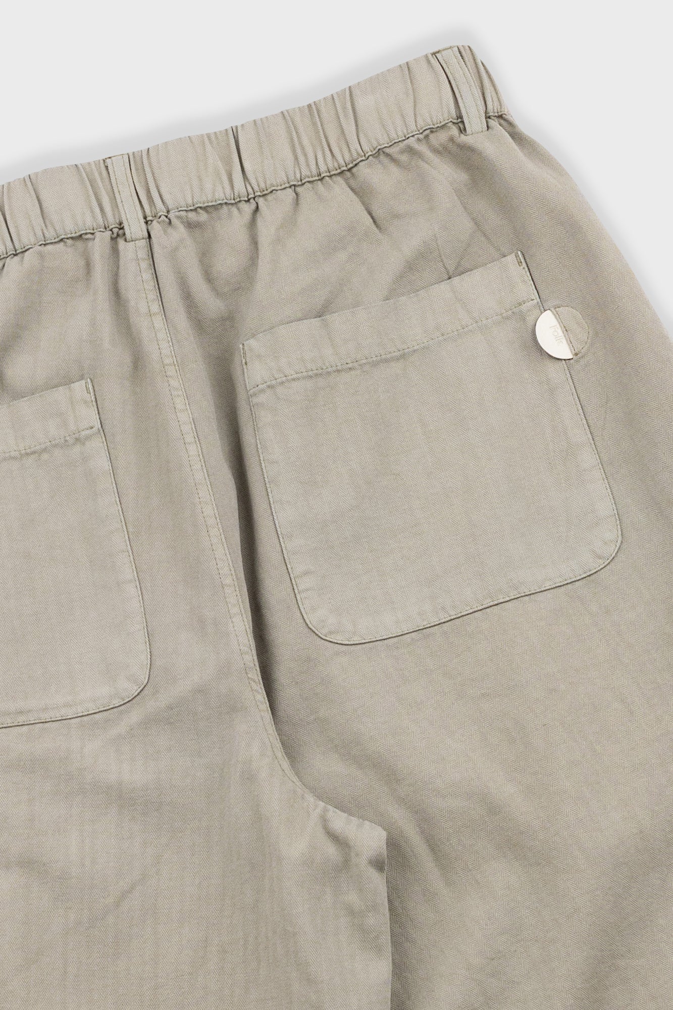 Elasticated Wide Fit Short - Silver Sage Herringbone